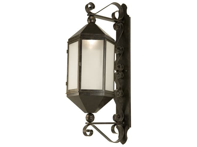Meyda Plaza Lantern Glass Outdoor Wall Light