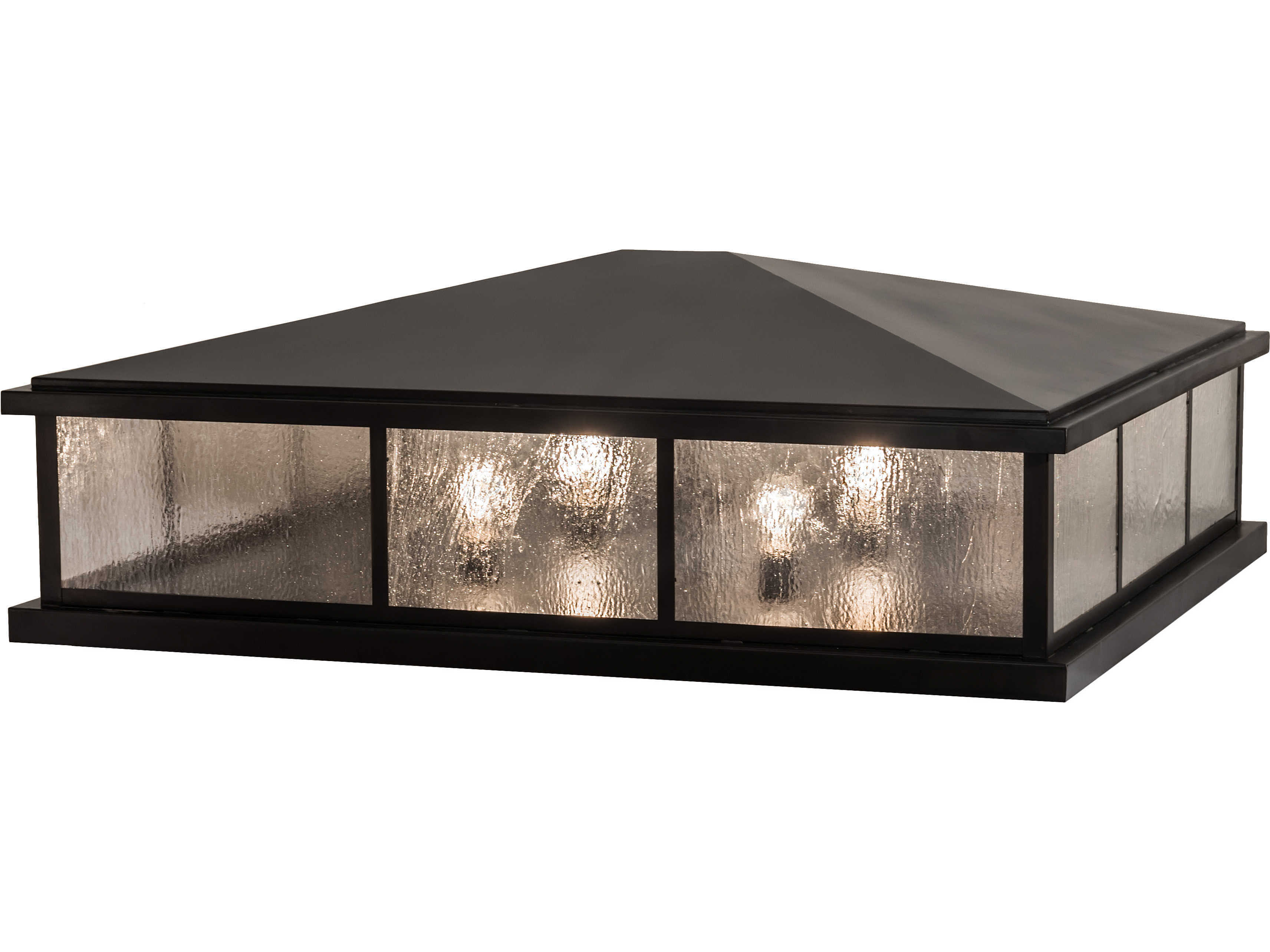 Meyda Seneca Double Bar Mission Glass Outdoor Post Light