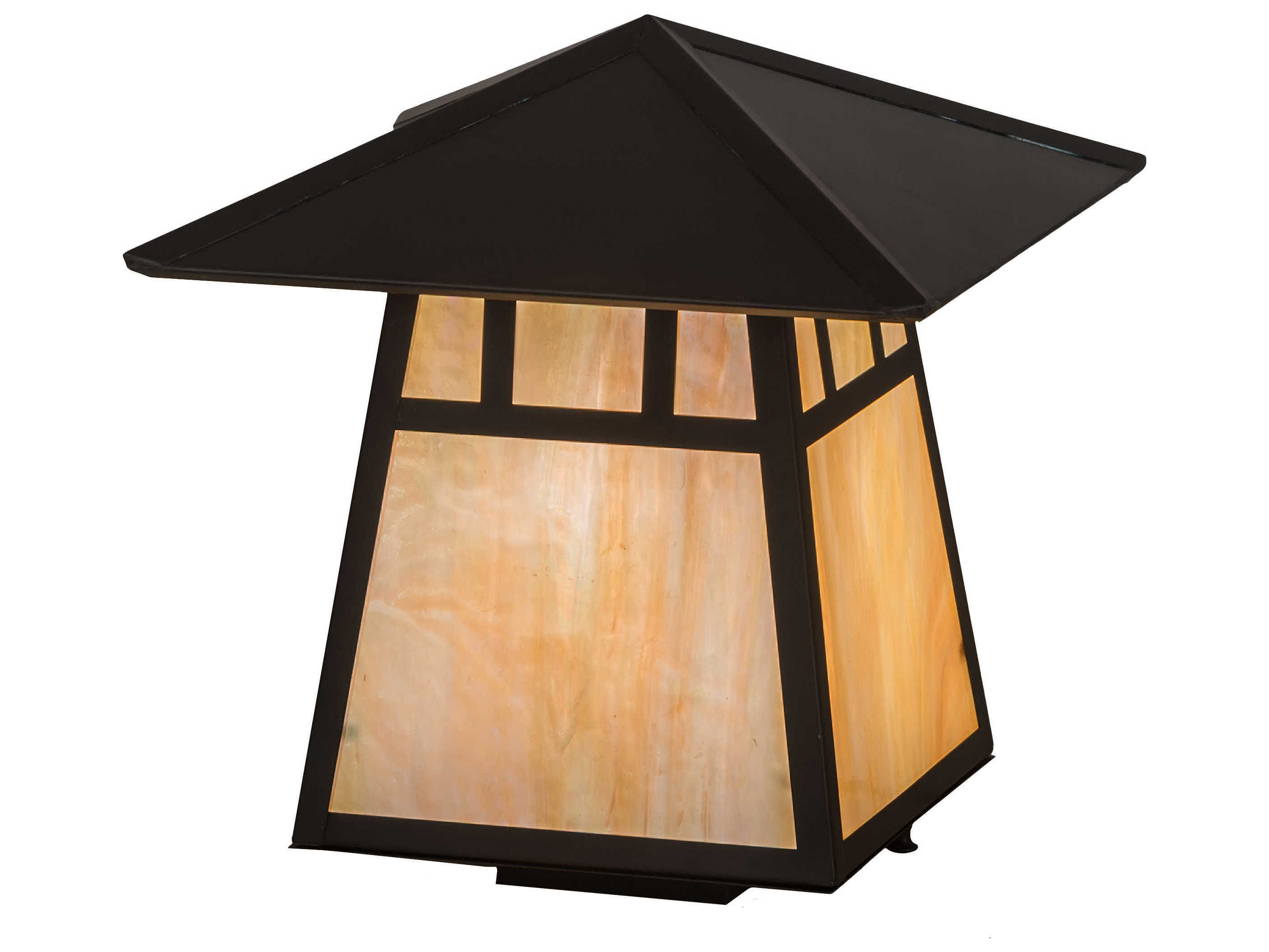 Meyda Stillwater Double Bar Mission Glass Outdoor Post Light