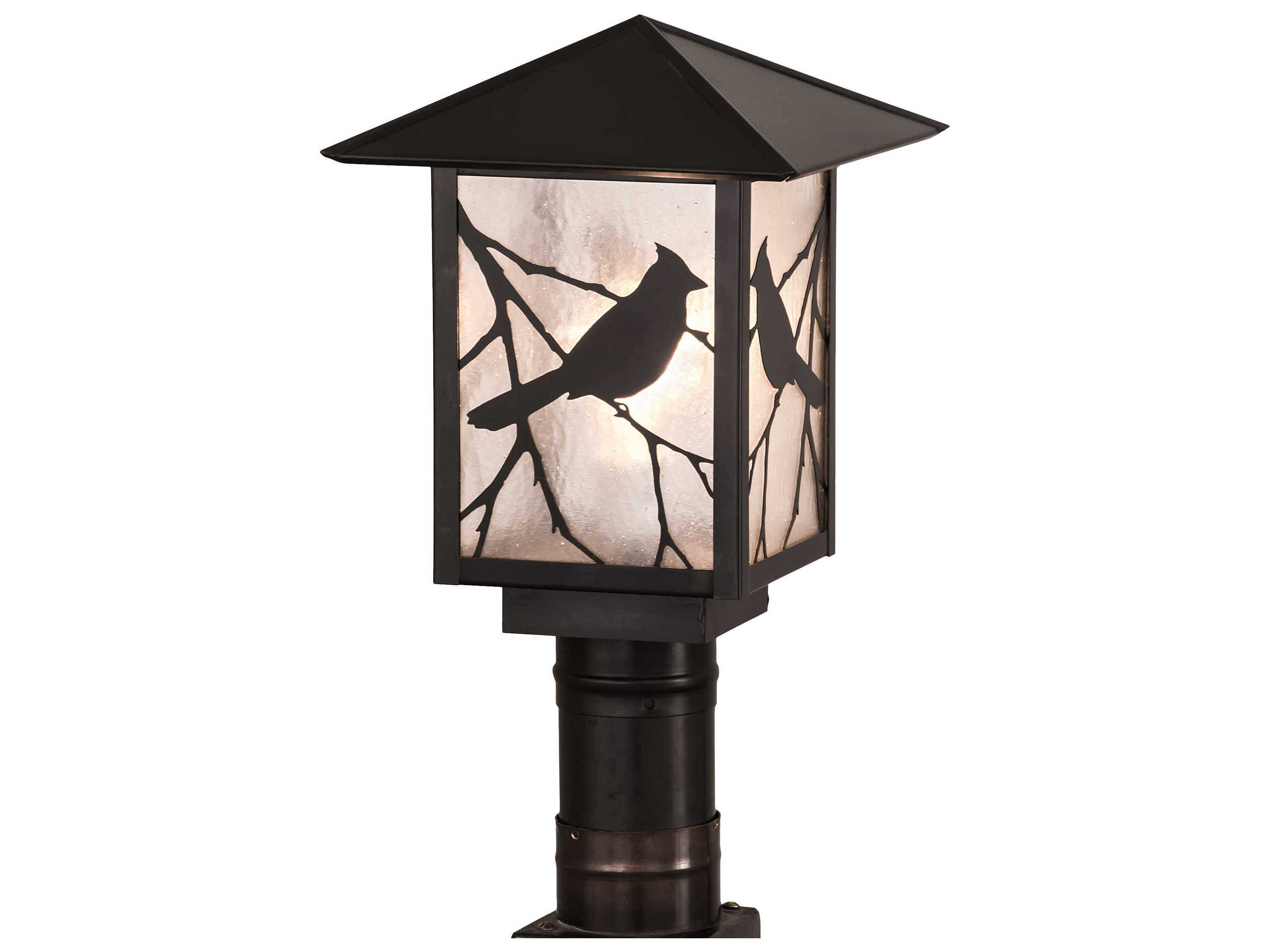 Meyda Seneca Song Bird Glass Outdoor Post Light
