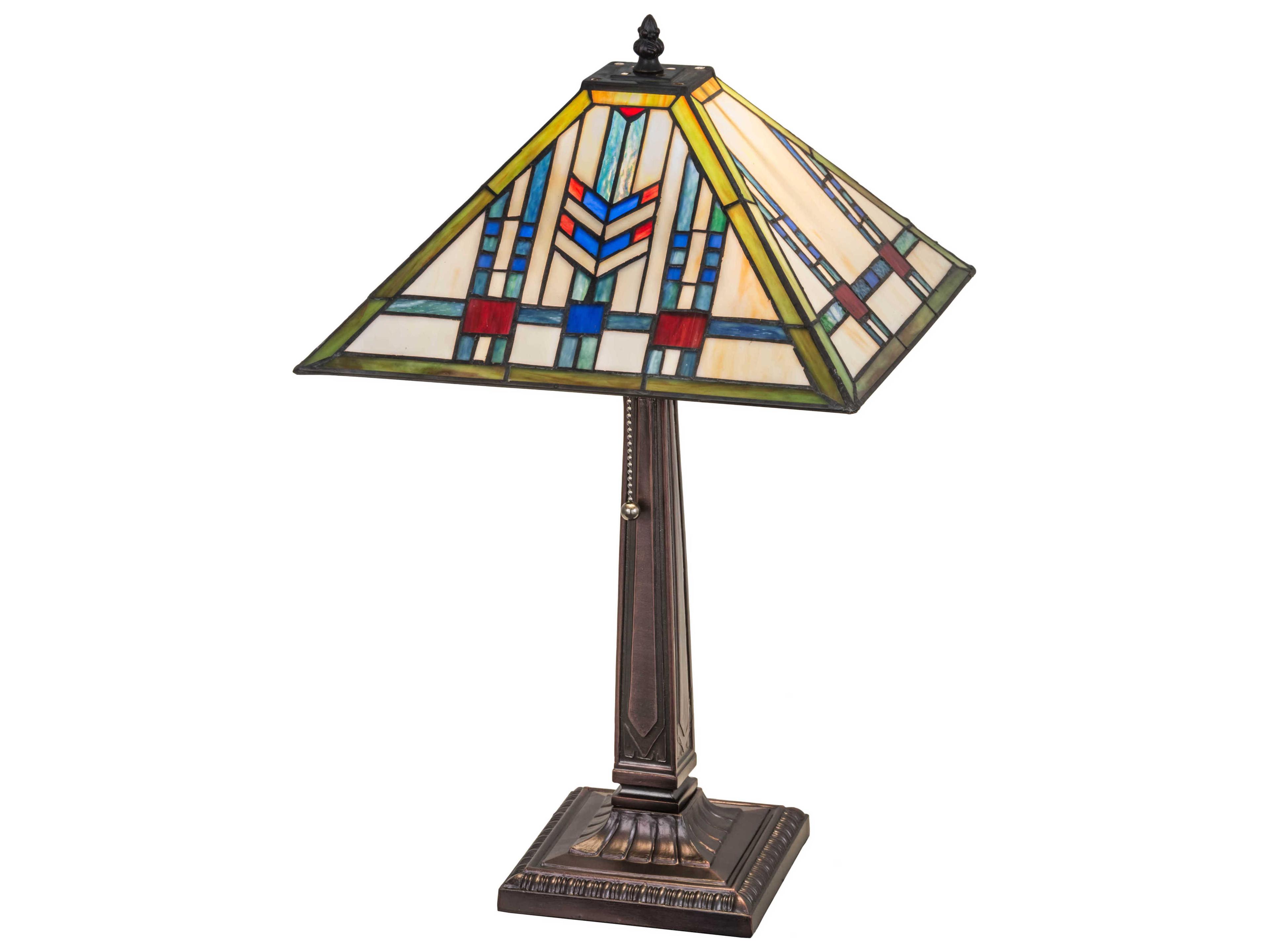Meyda Prairie Wheat Mahogany Bronze Glass Tiffany Table Lamp