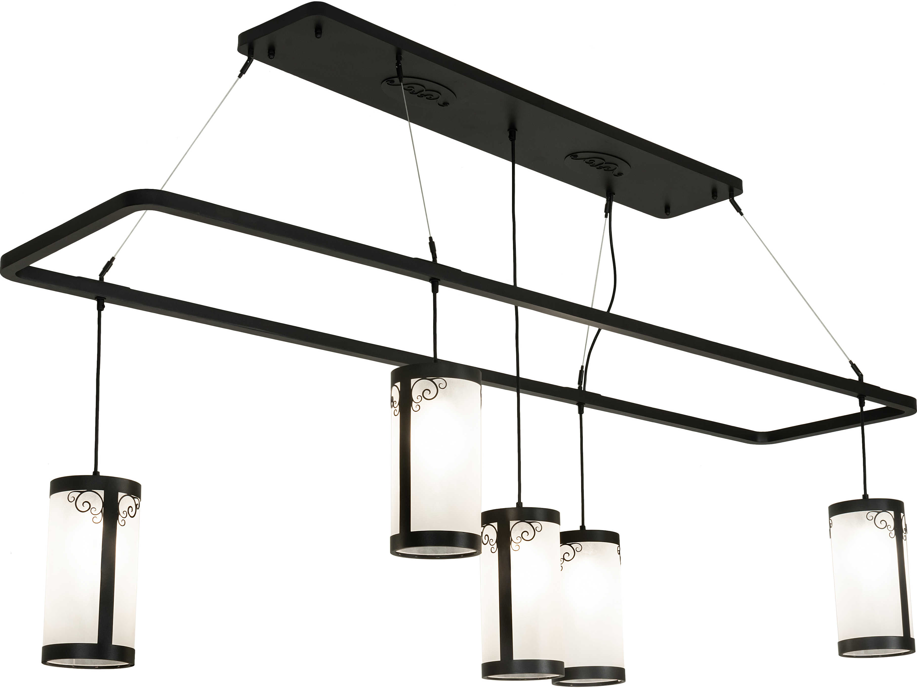 Meyda Putrelo 5-Light Wrought Iron Black Cylinder Island Pendant