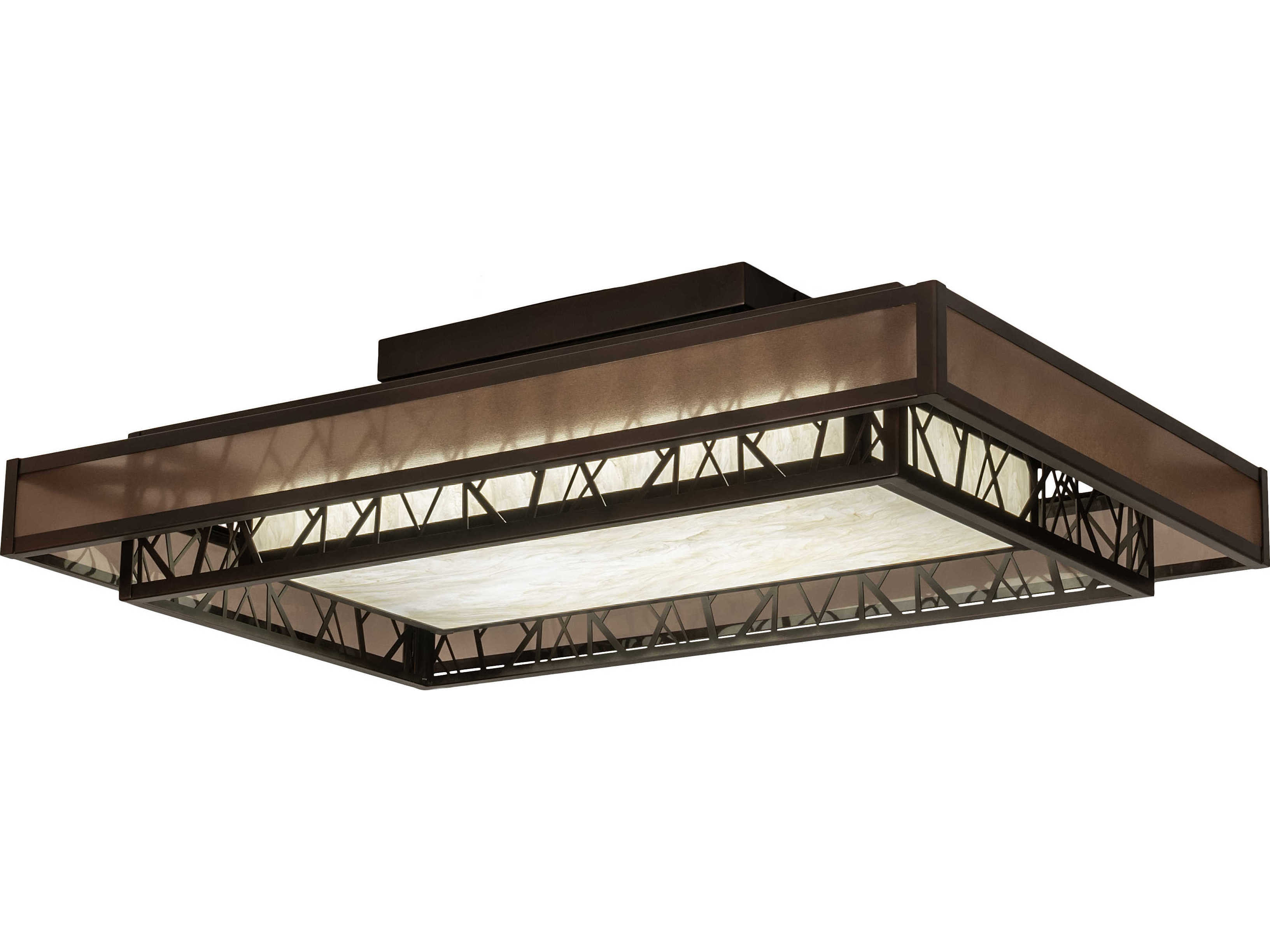 Meyda Quadrato Bronze Brown LED Geometric Island Pendant