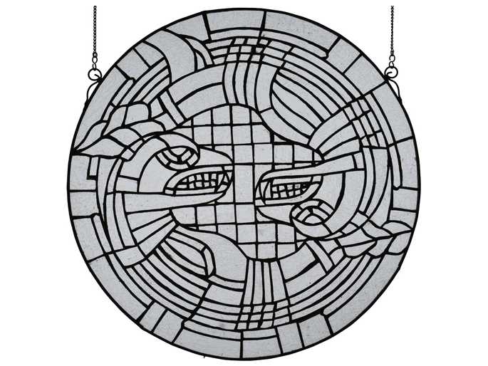 Meyda Lighting Rattlesnakes Medallion 17" Stained Glass Window