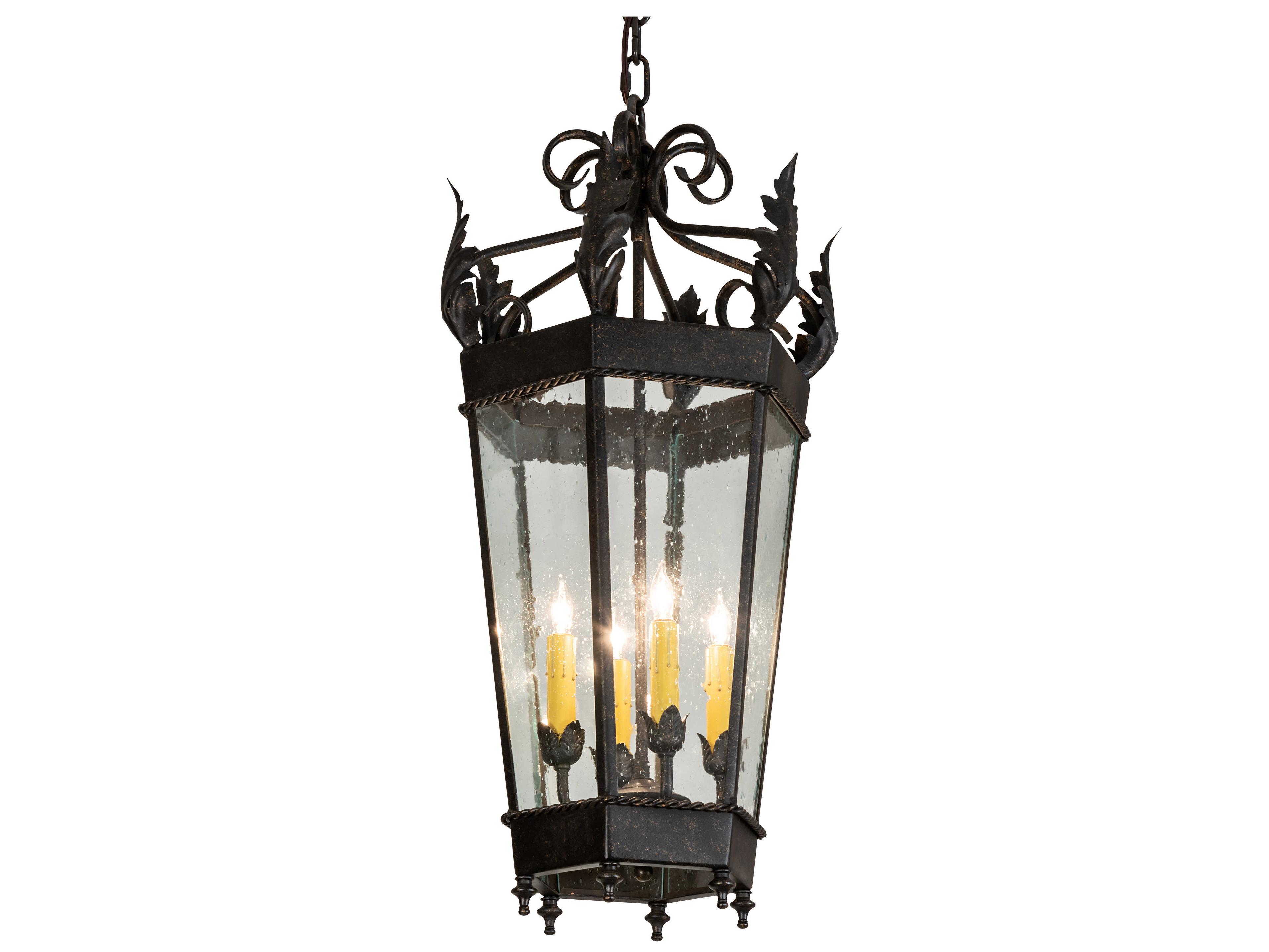 Meyda Regency 4-Light Golden Bronze Black Glass Pendant