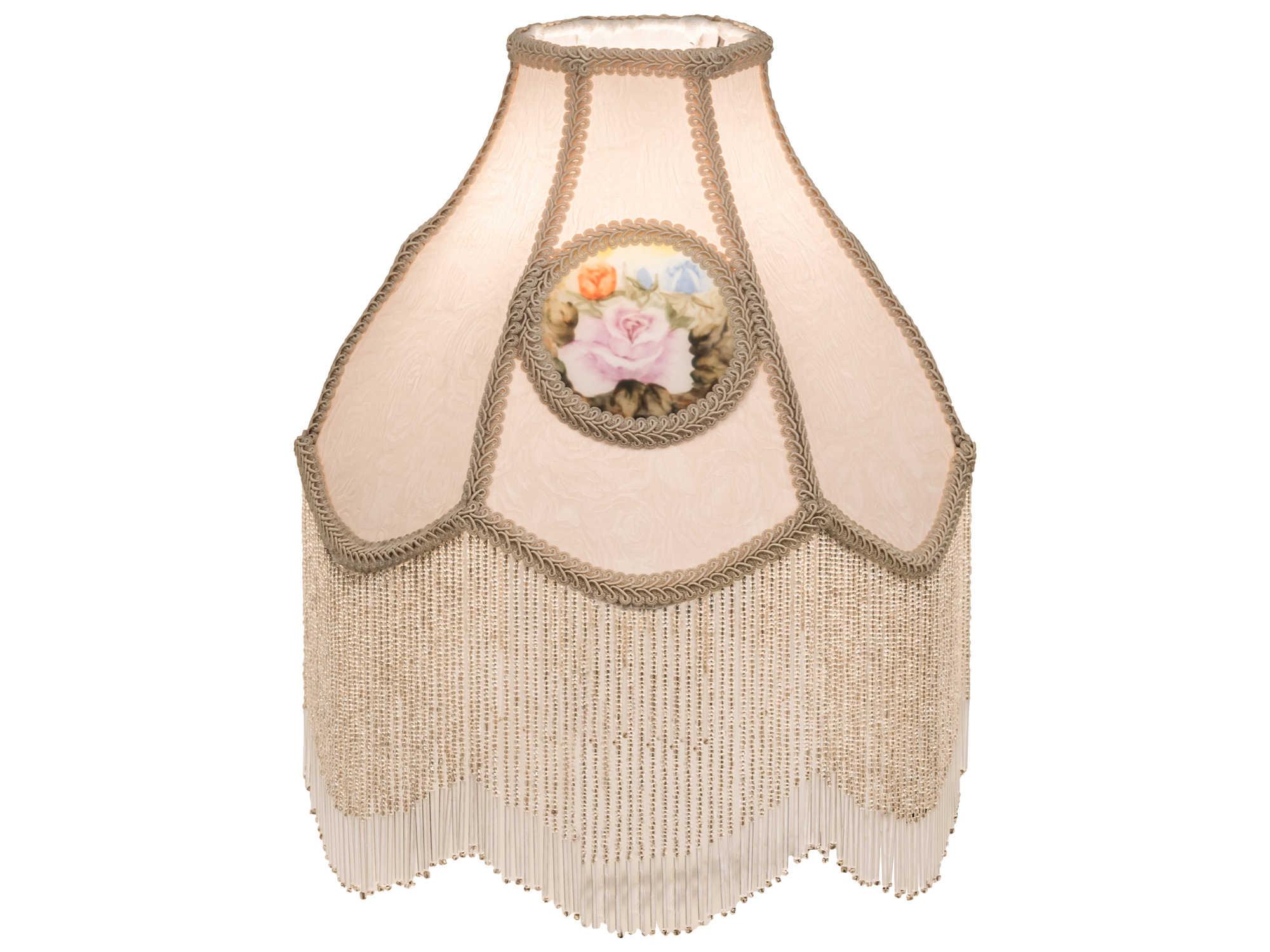 Meyda 12" Ivory Reverse Painted Roses with Beads Shade