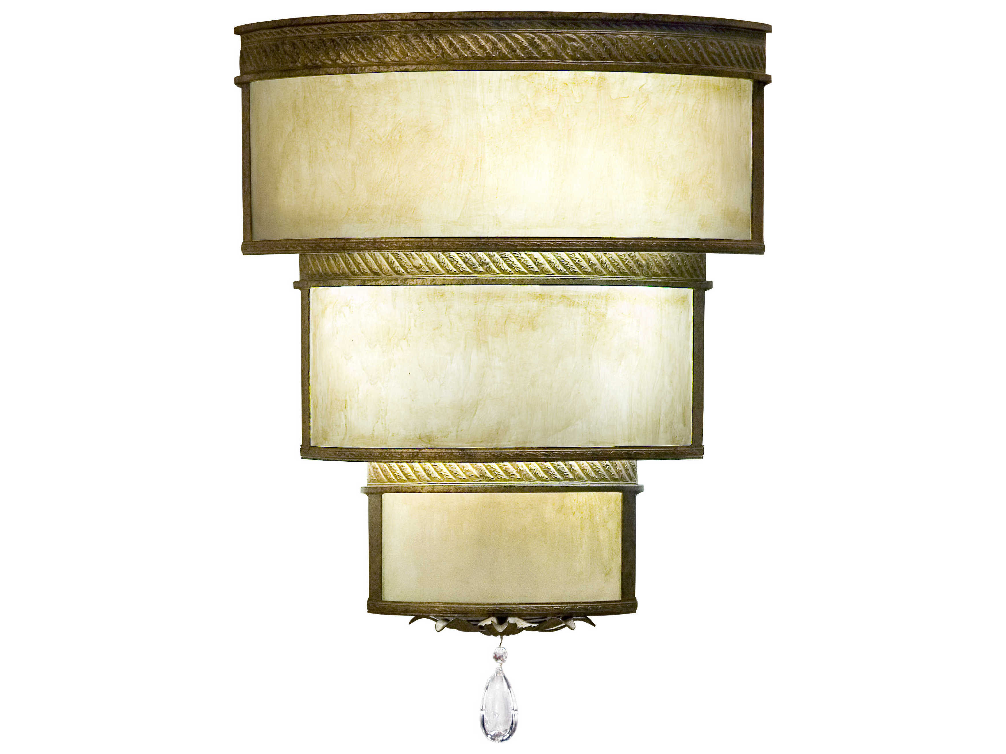 Meyda Rope Trimmed 3-Light Corinth Brown Crystal Wall Sconce