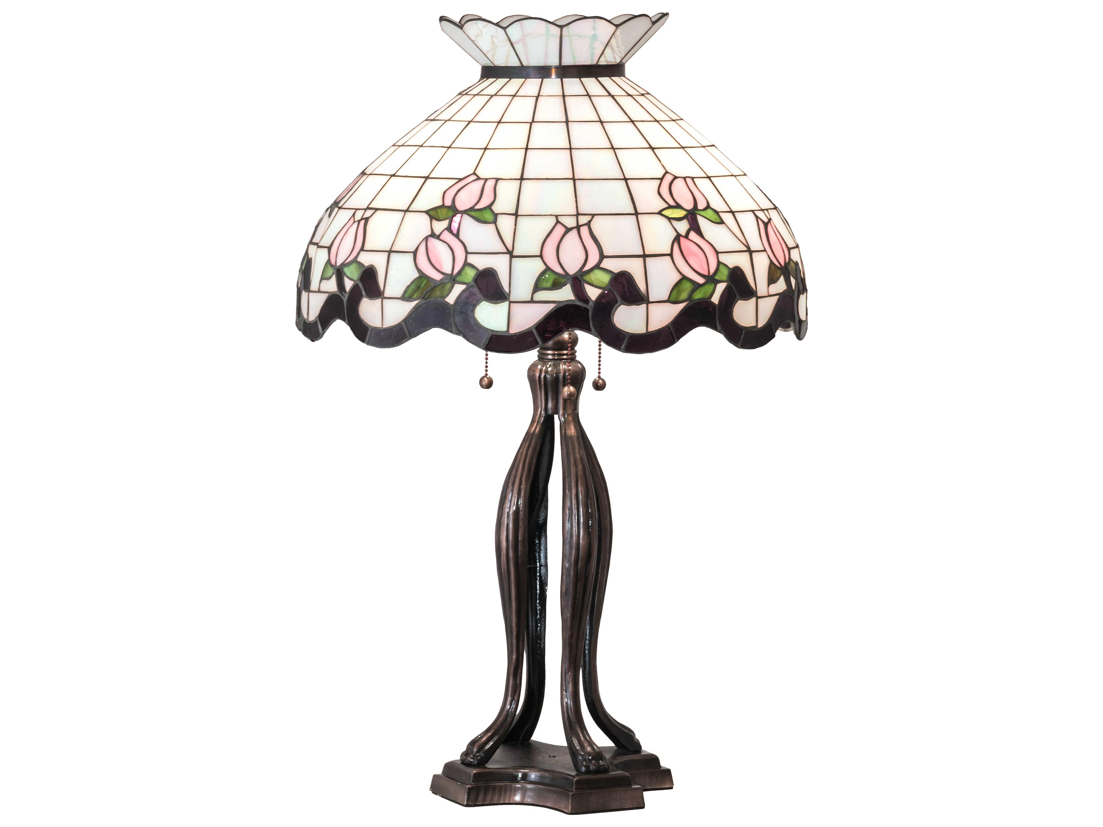 Meyda Roseborder Glass Tiffany Mahogany Bronze Buffet Lamp