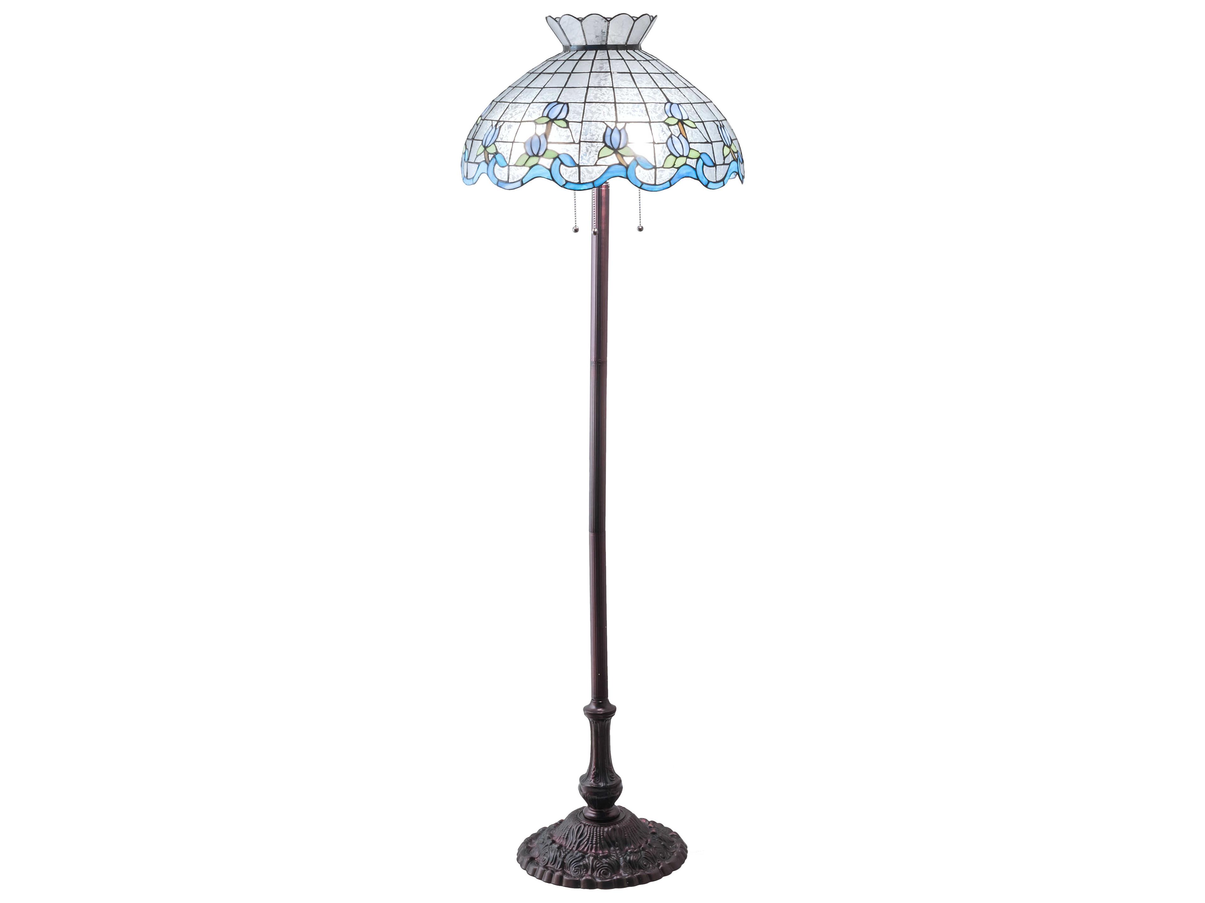 Meyda Roseborder Glass Tiffany Mahogany Bronze Floor Lamp