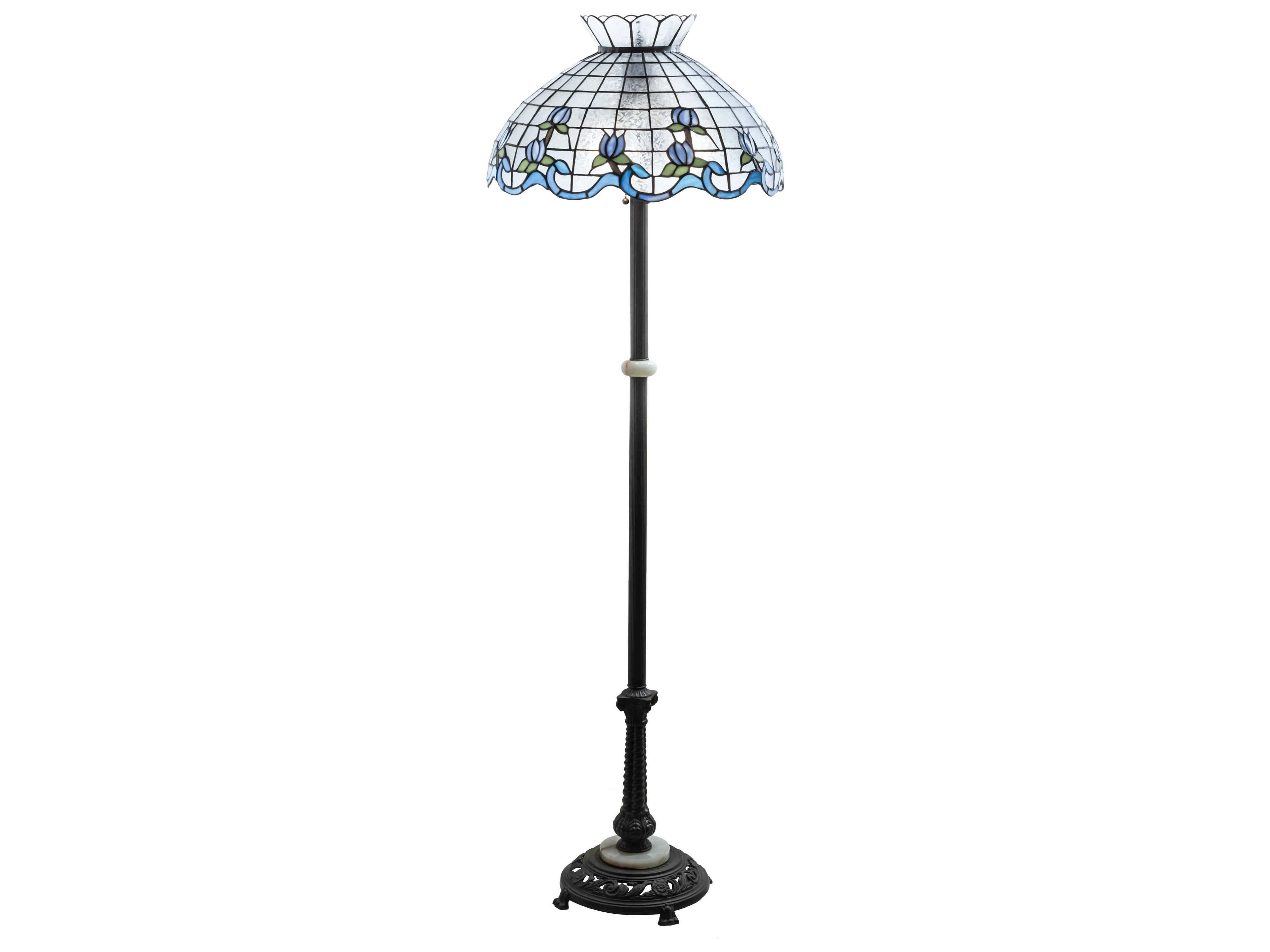 Meyda Roseborder Glass Tiffany Mahogany Bronze Floor Lamp