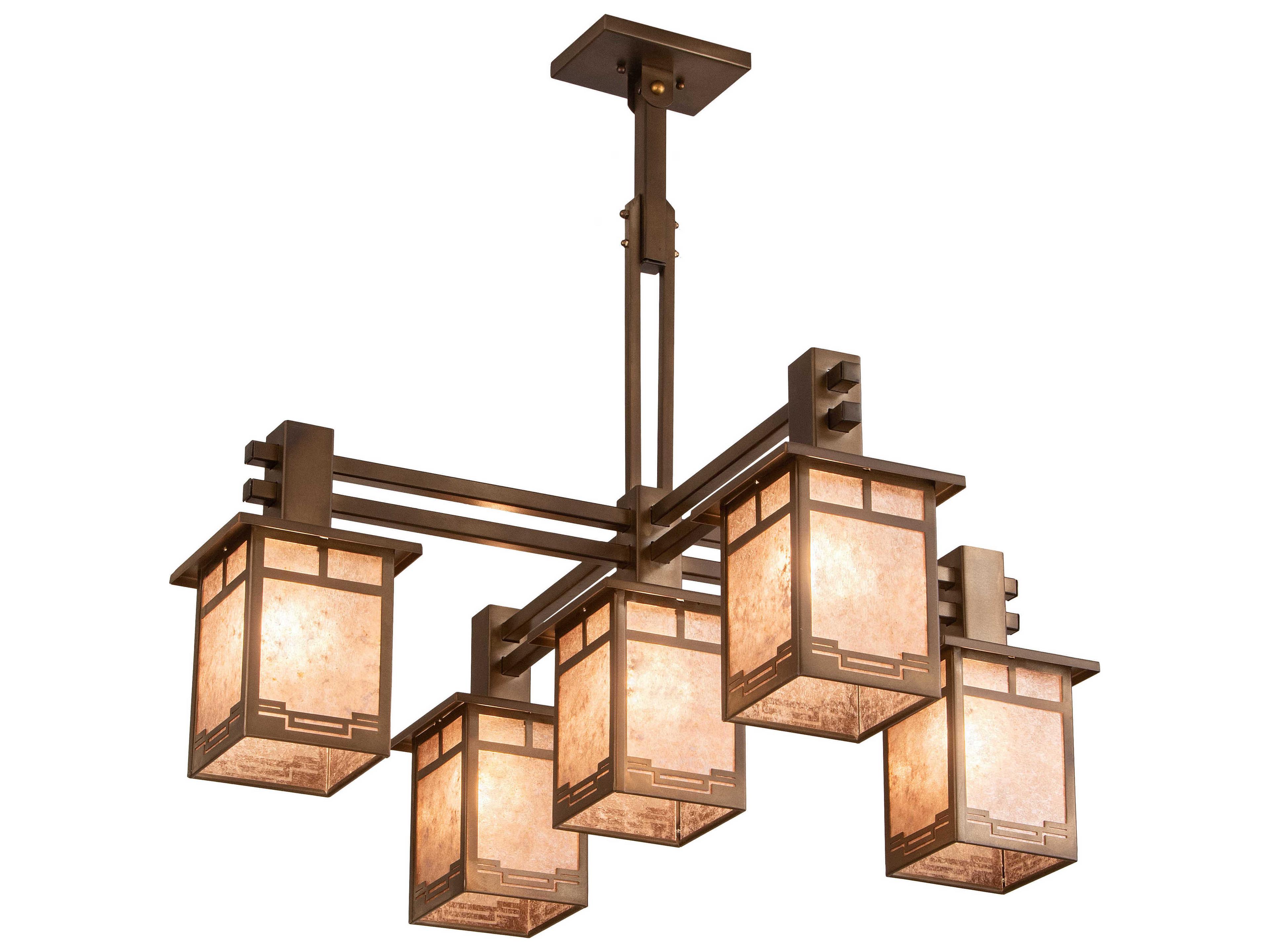 Meyda Roylance 5-Light Antique Copper Silver Geometric Lantern Chandelier