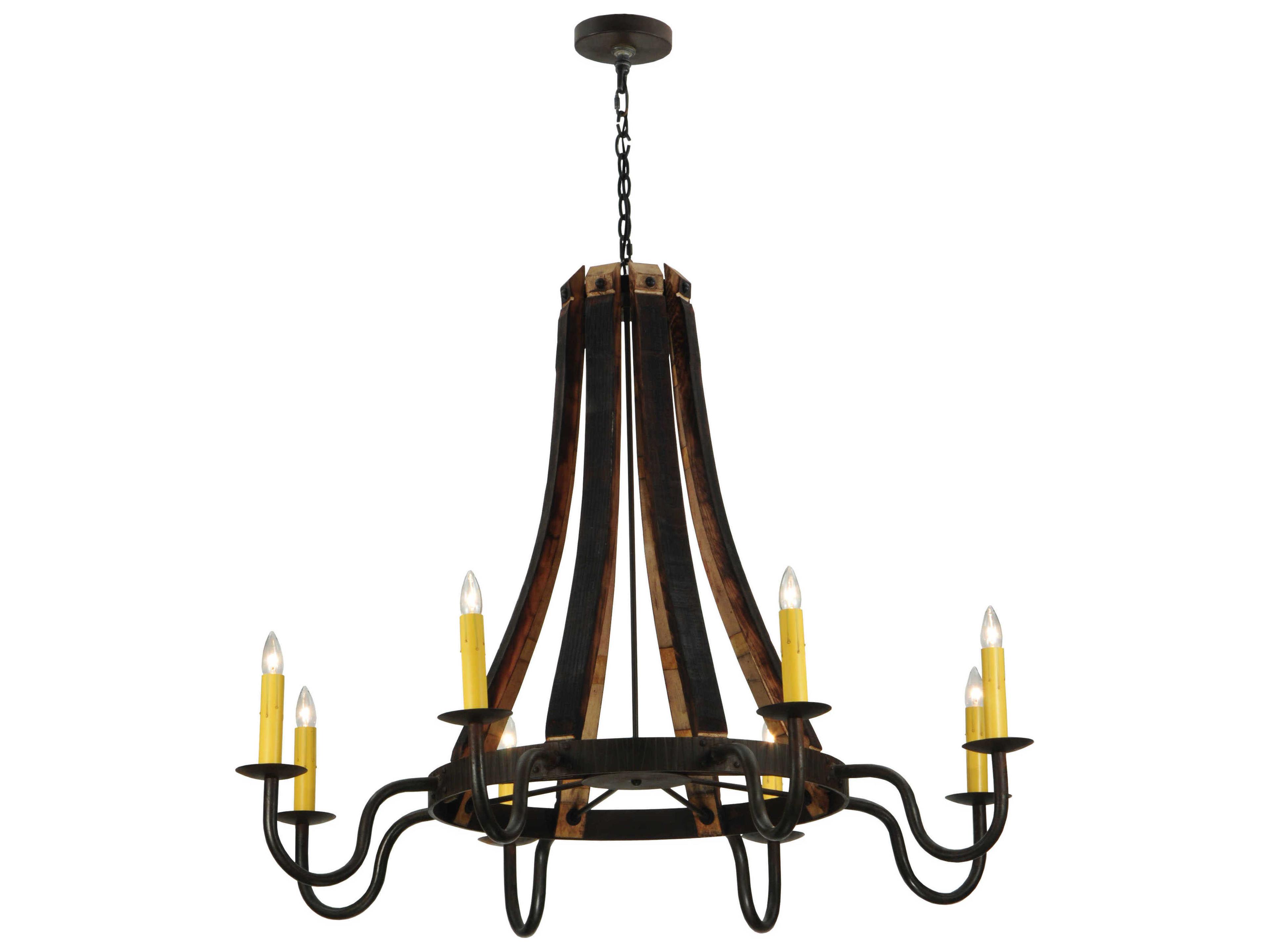 Meyda Barrel Stave 8-Light Brown Candelabra Chandelier