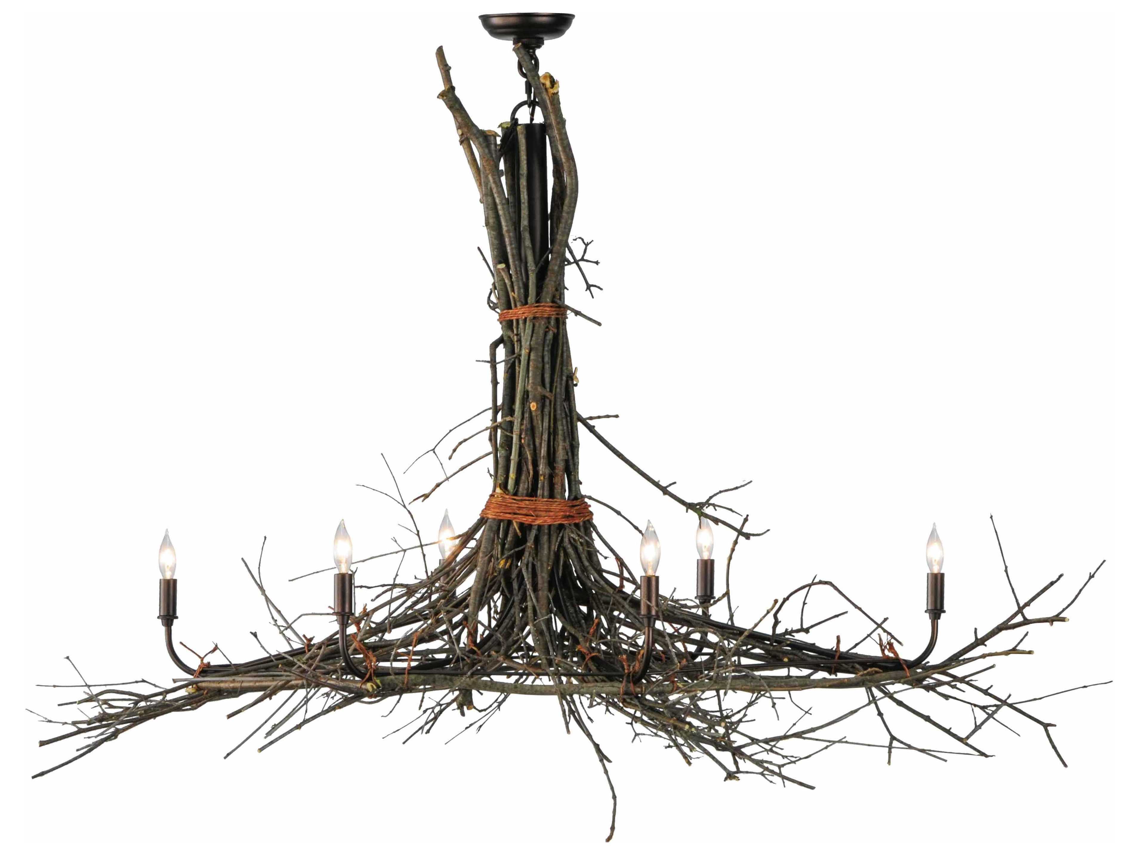 Meyda Twigs 6-Light Bronze Candelabra Chandelier