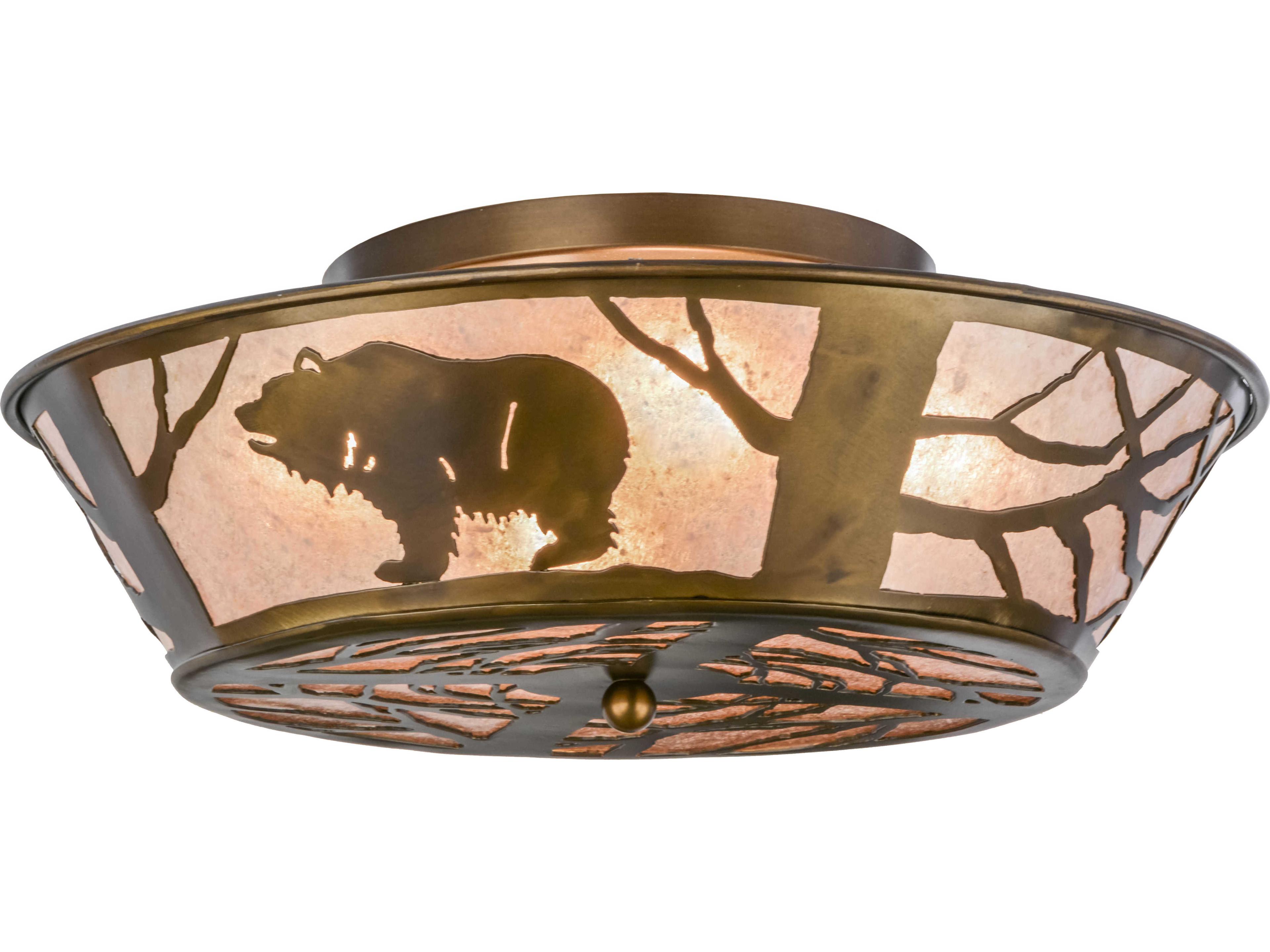 Meyda Grizzly Bear 4-Light Copper Bowl Flush Mount