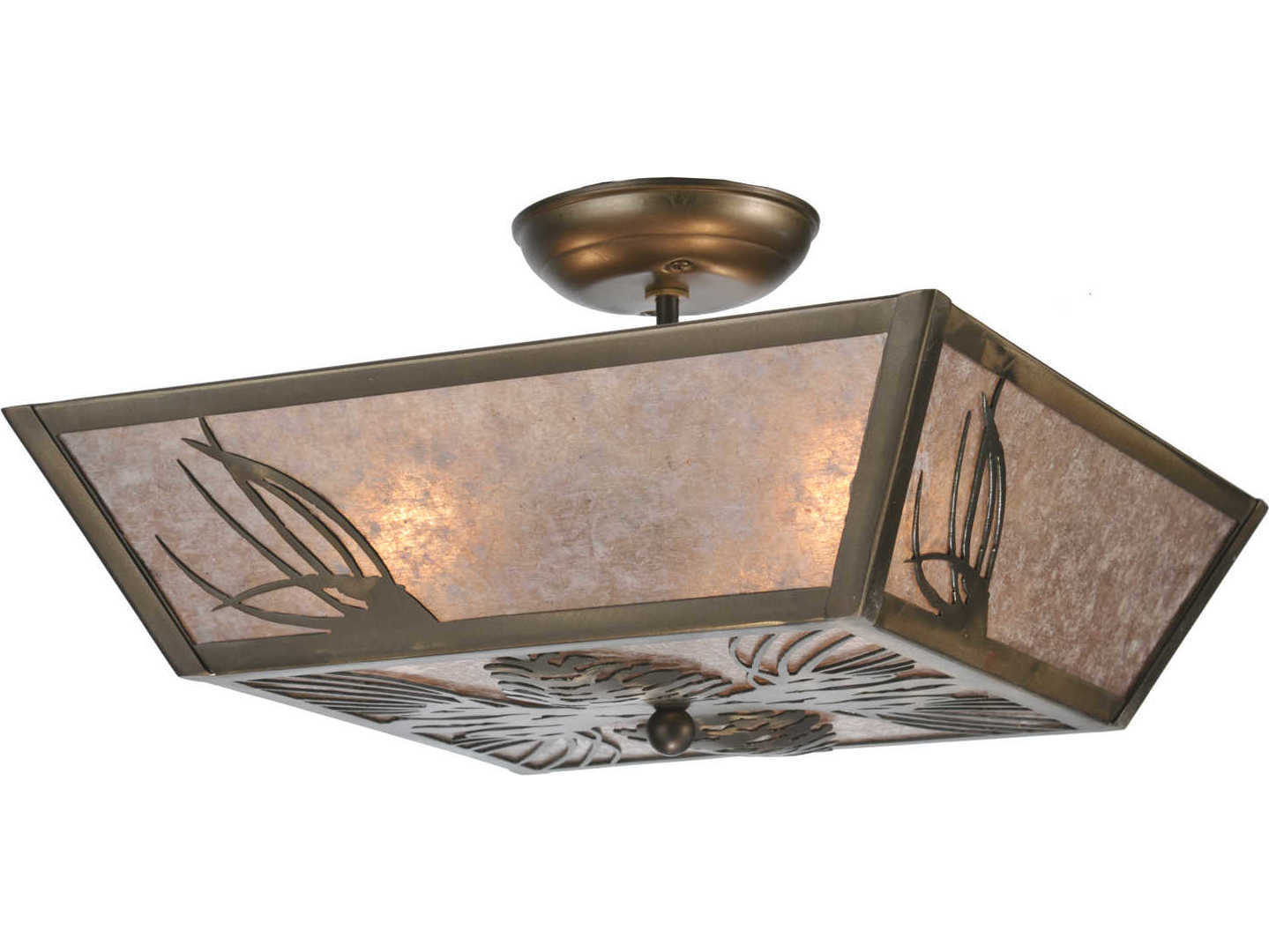 Meyda Mountain Pine 3-Light Copper Geometric Flush Mount