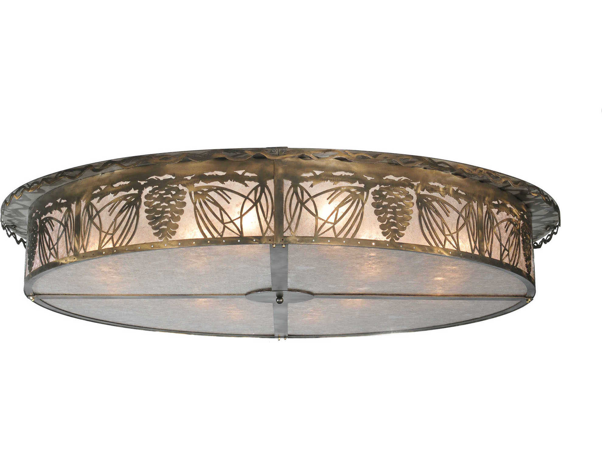 Meyda Mountain Pine 12-Light Copper Drum Flush Mount