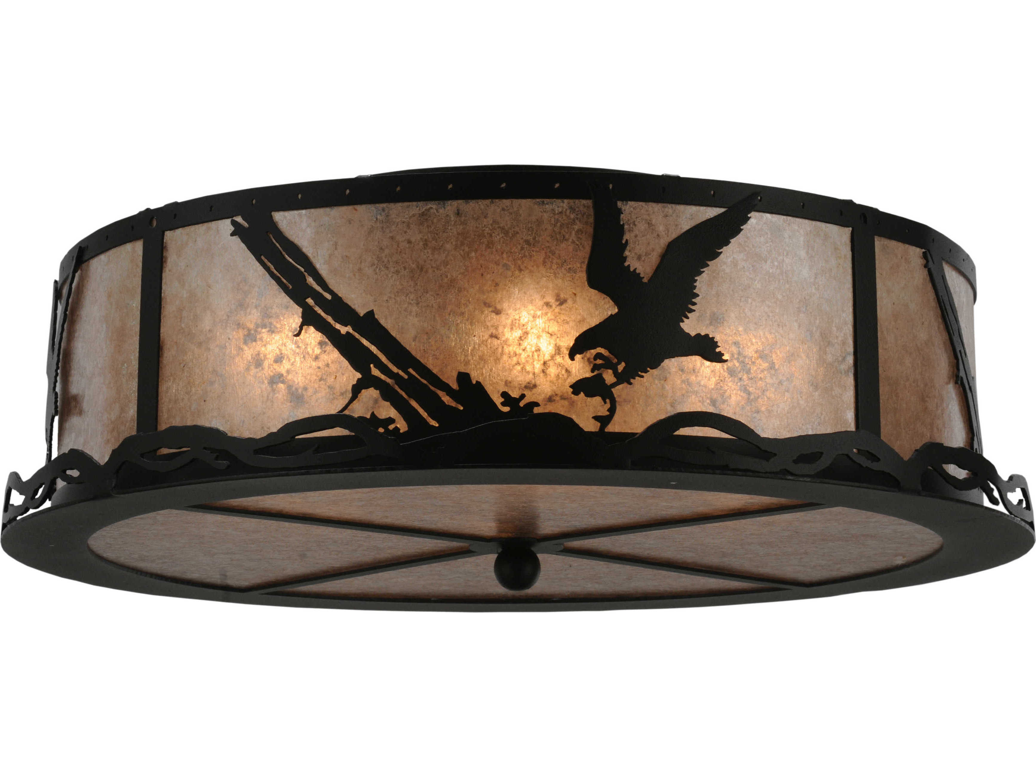 Meyda Strike Of The Eagle 4-Light Black Drum Flush Mount