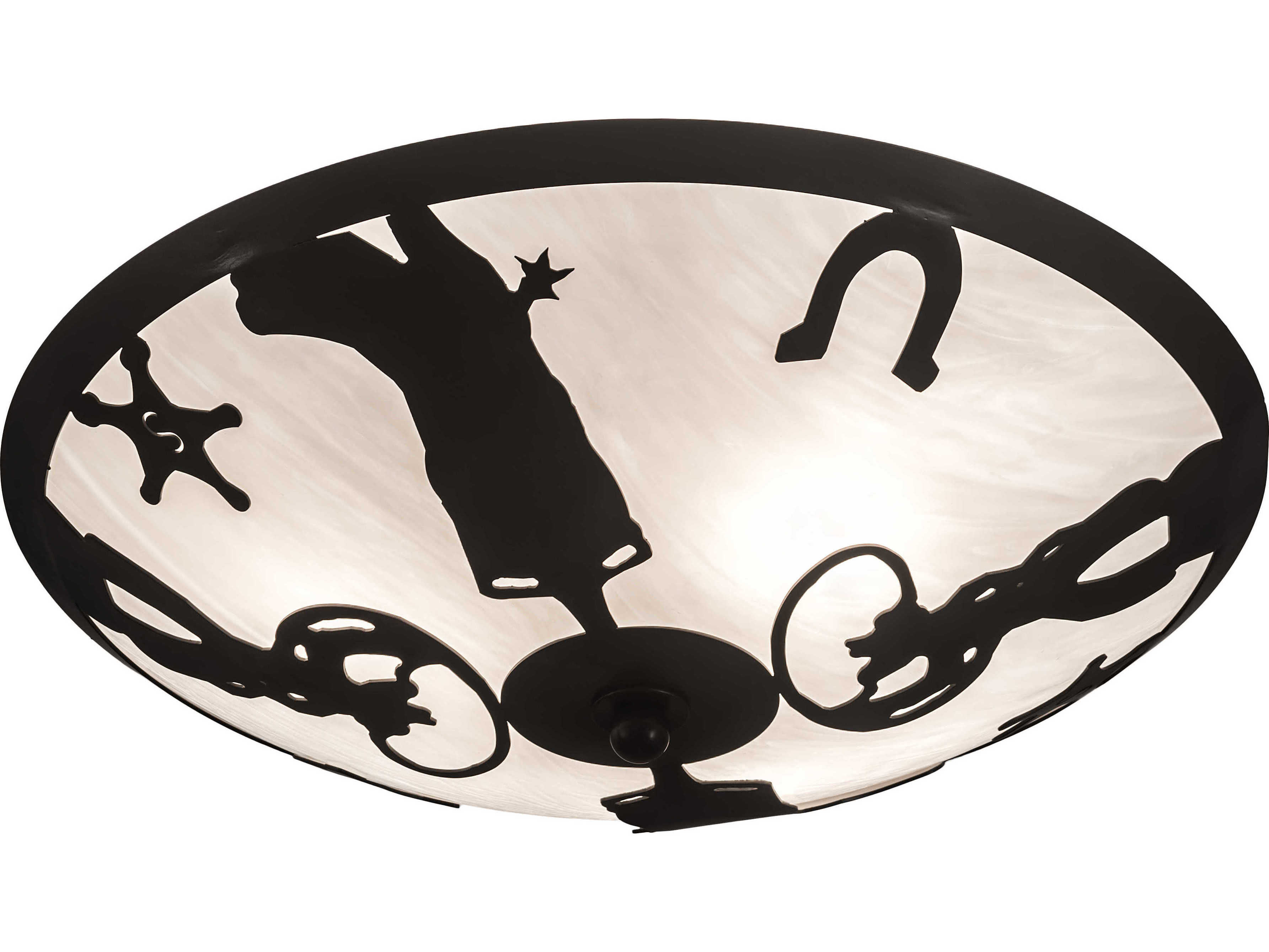 Meyda Rustic 3-Light Bronze Bowl Geometric Flush Mount