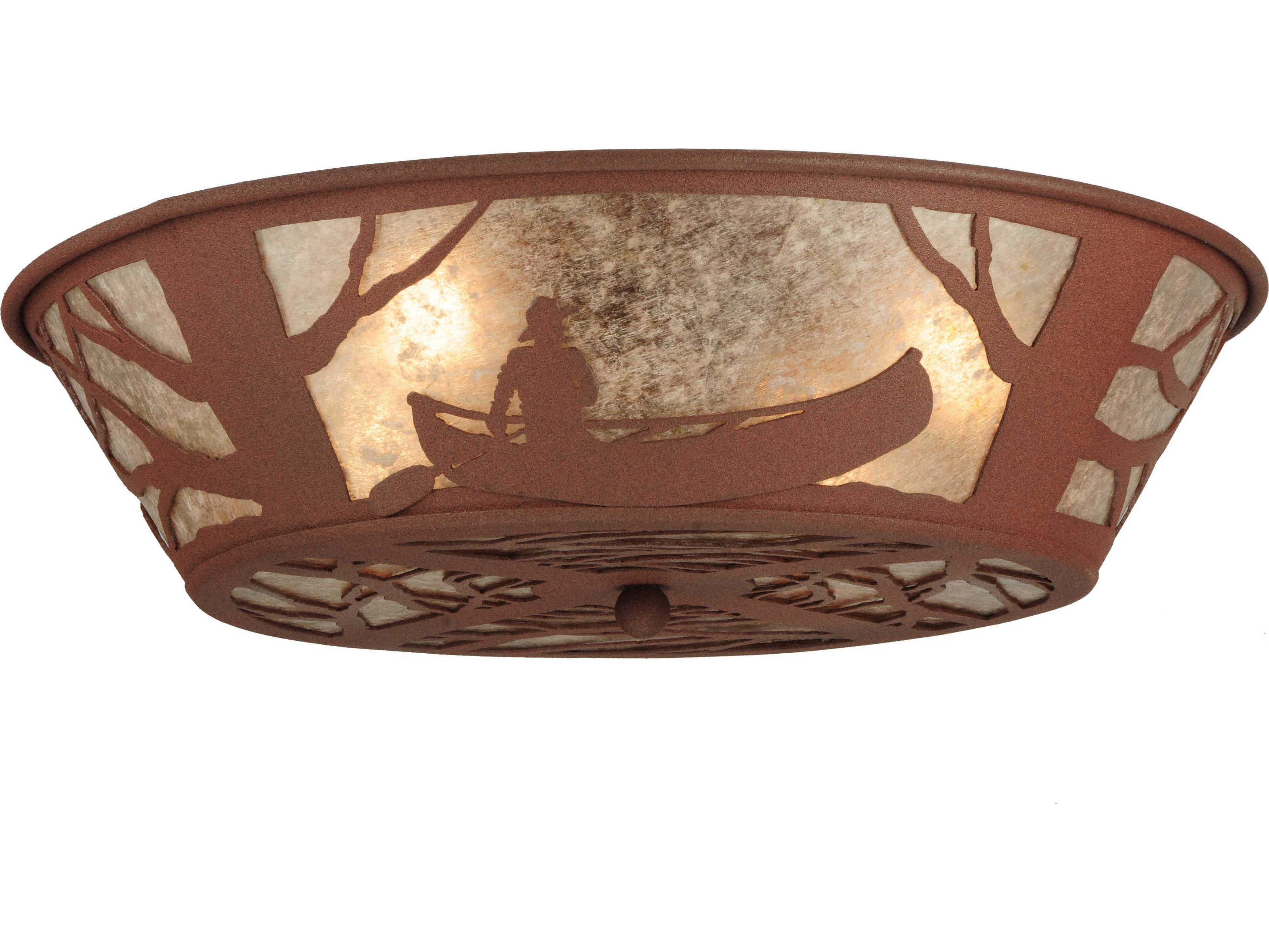 Meyda Canoe At Lake 4-Light Red Bowl Geometric Flush Mount