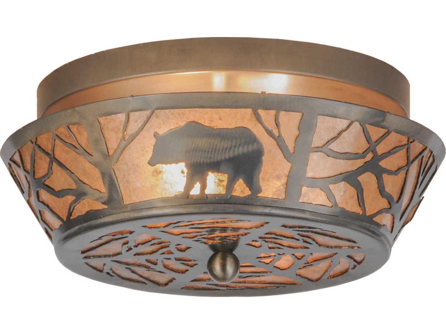 Meyda Rustic 2-Light Copper Flush Mount
