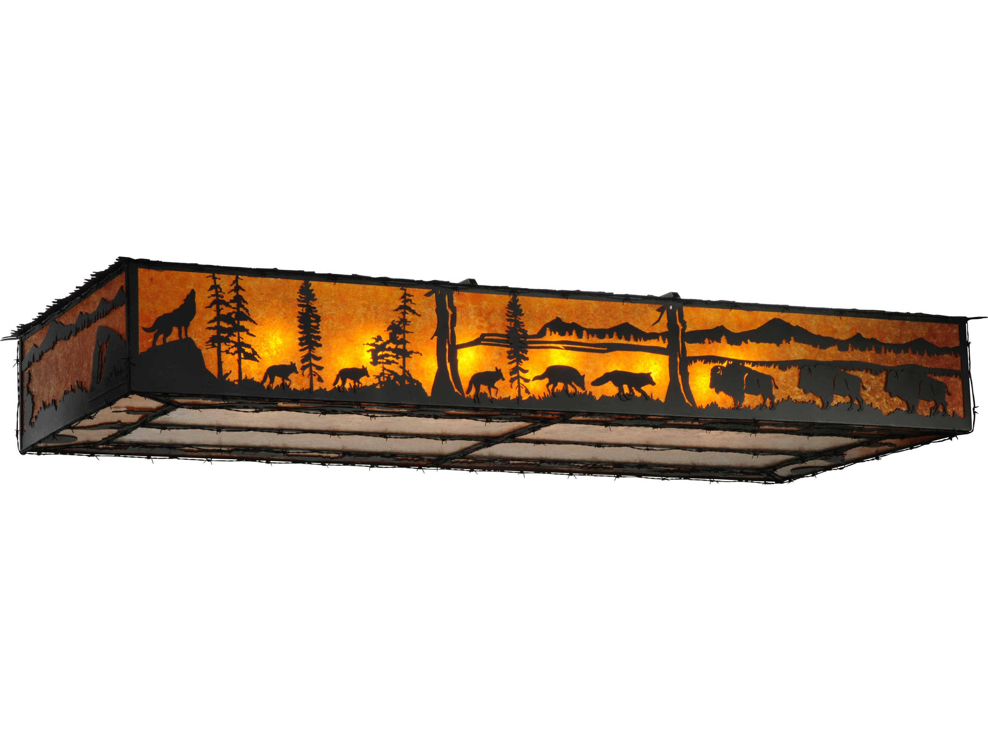 Meyda Rustic 12-Light Black Geometric Flush Mount