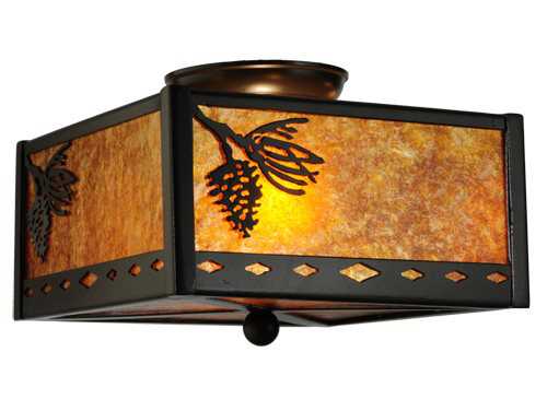 Meyda Balsam Pine 2-Light Bronze Geometric Flush Mount