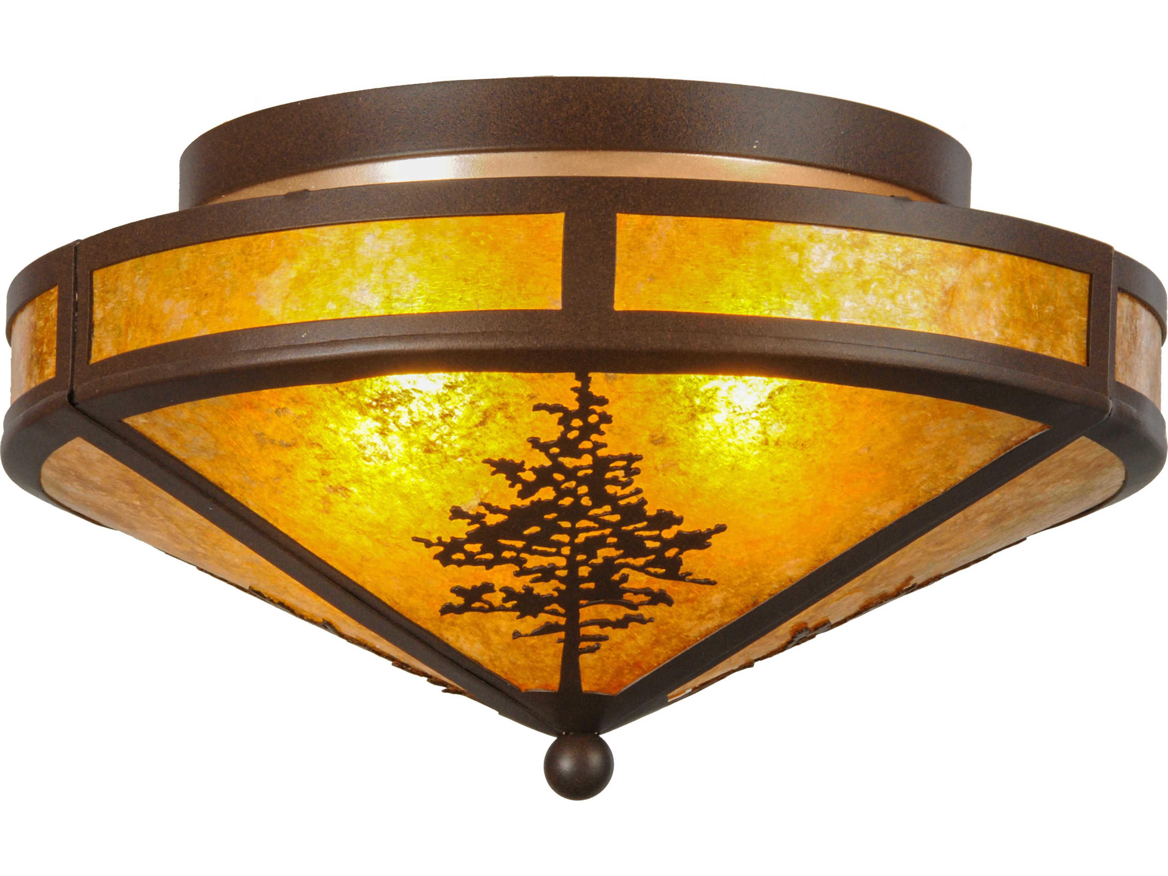 Meyda Tamarack 2-Light Brown Flush Mount