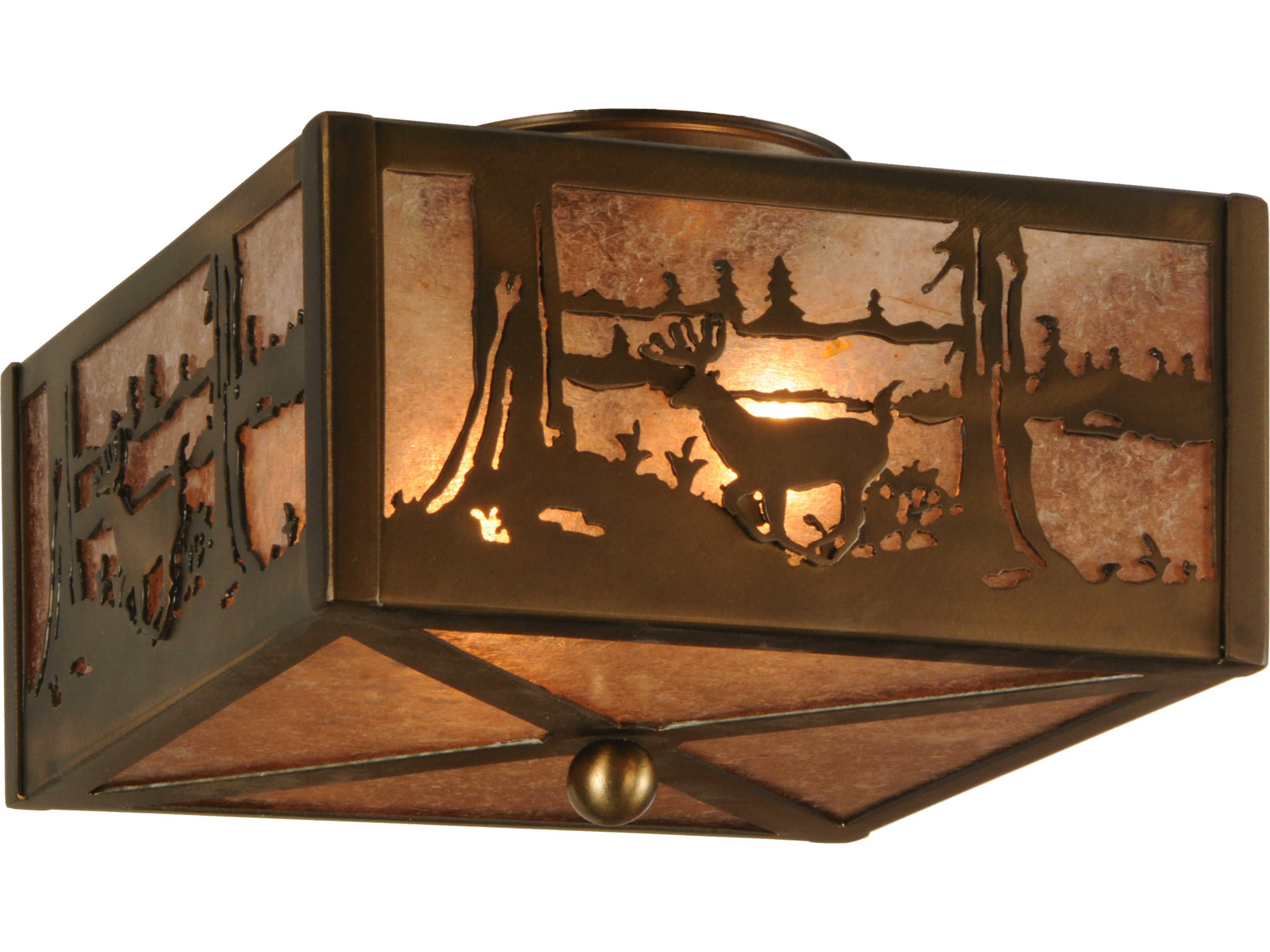 Meyda Rustic 2-Light Copper Geometric Flush Mount