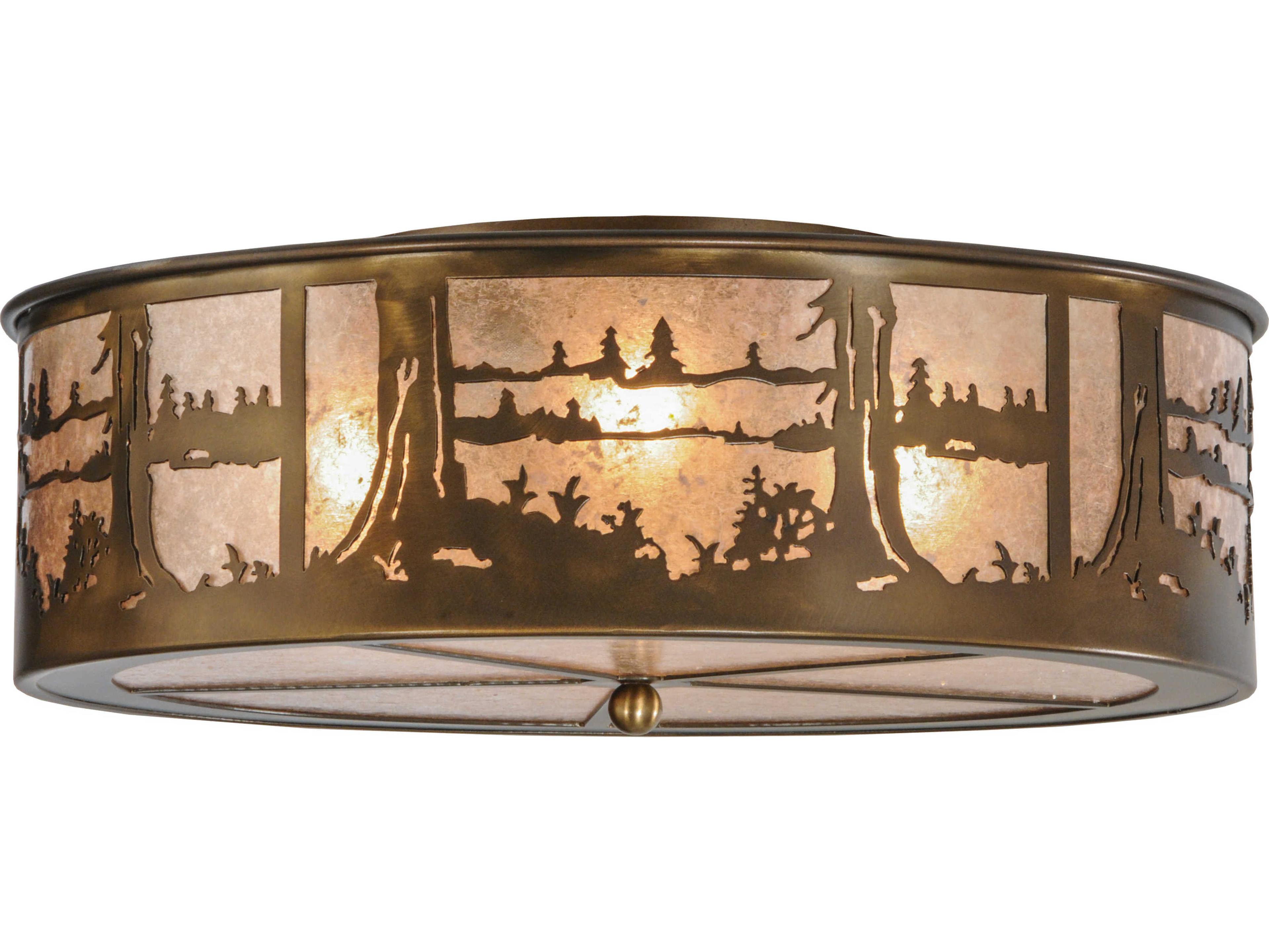 Meyda Rustic 1-Light Copper Drum Flush Mount