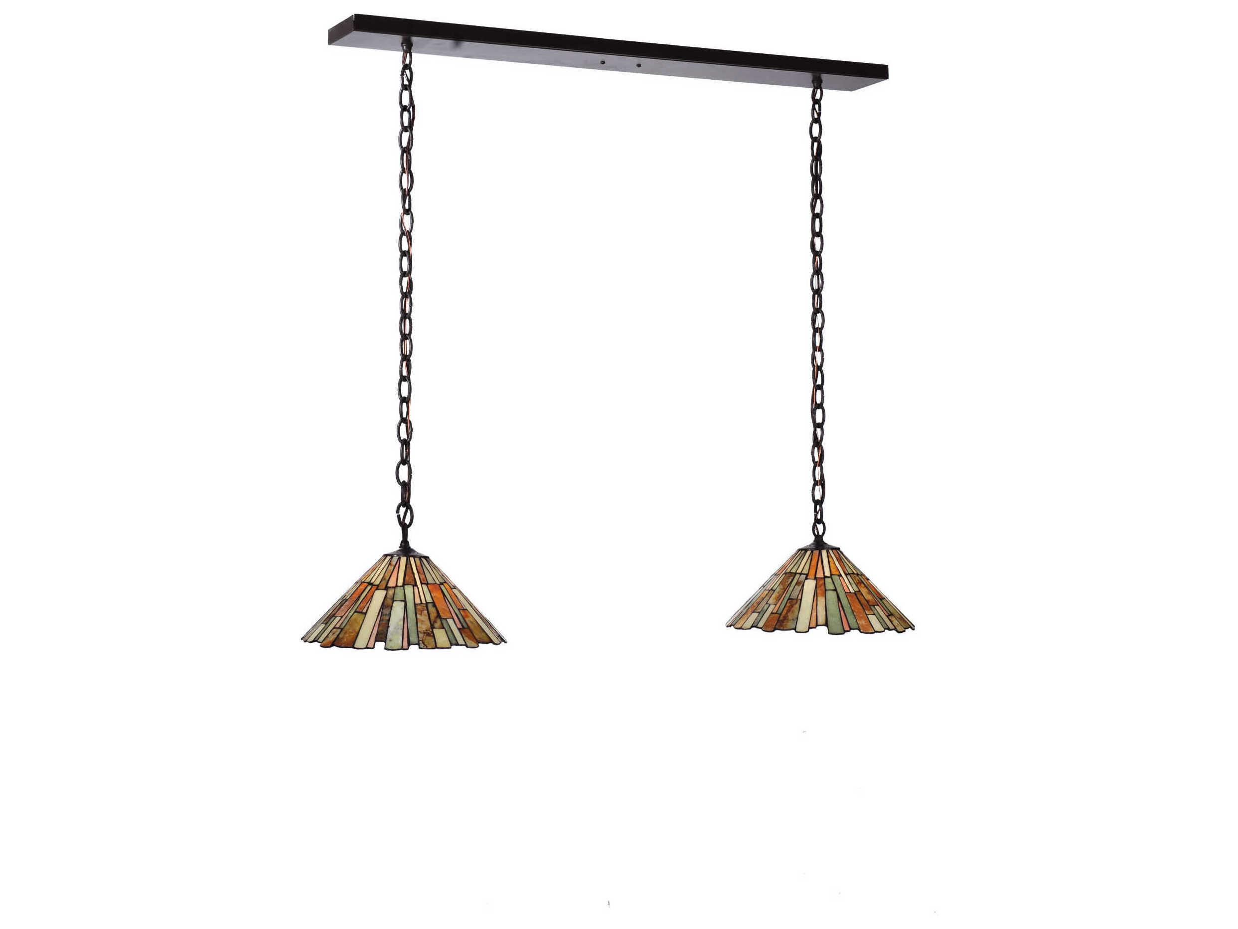 Meyda Rustic 2-Light Bronze Tiffany Island Pendant