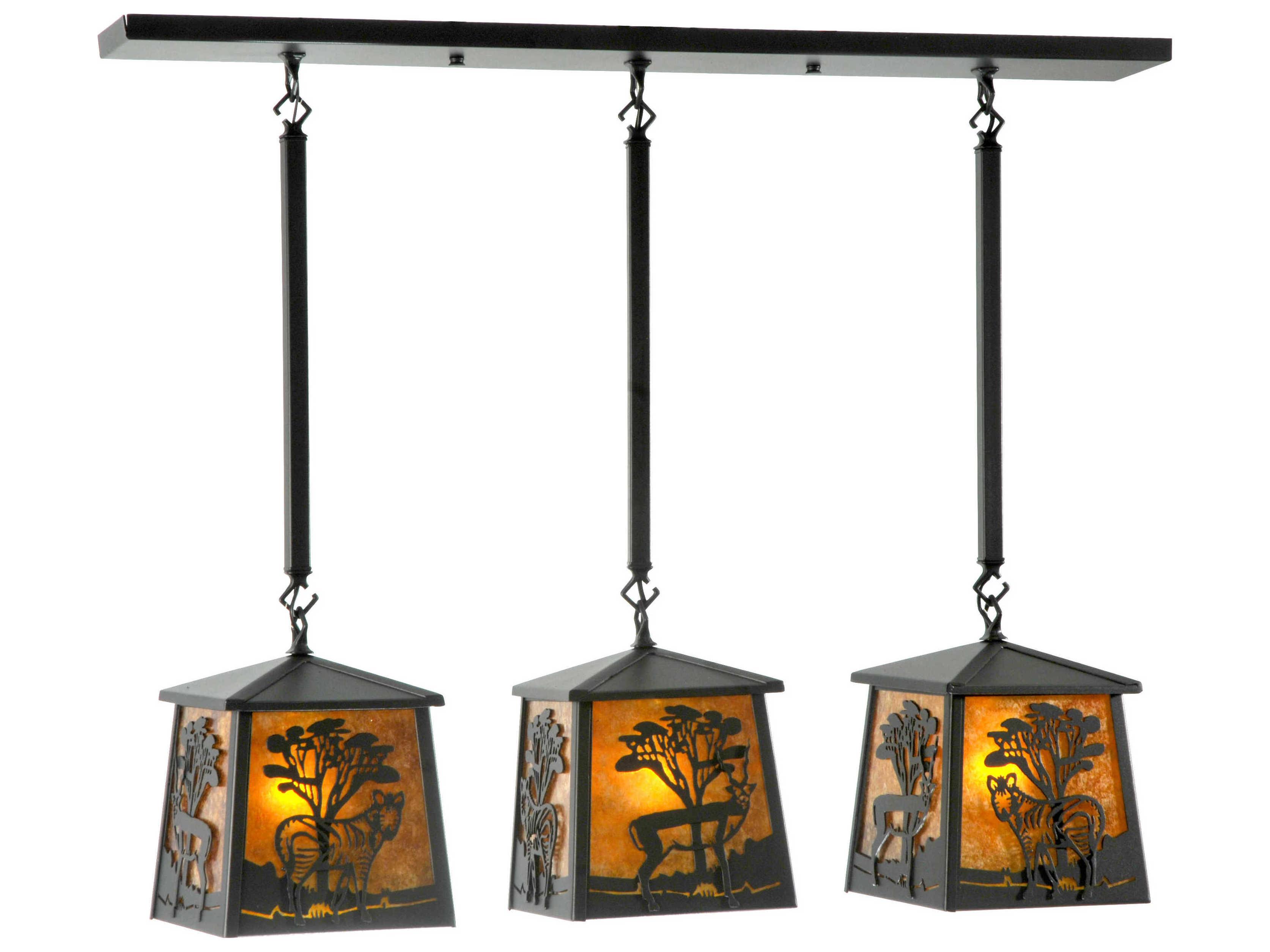 Meyda Rustic 3-Light Black Lantern Island Pendant