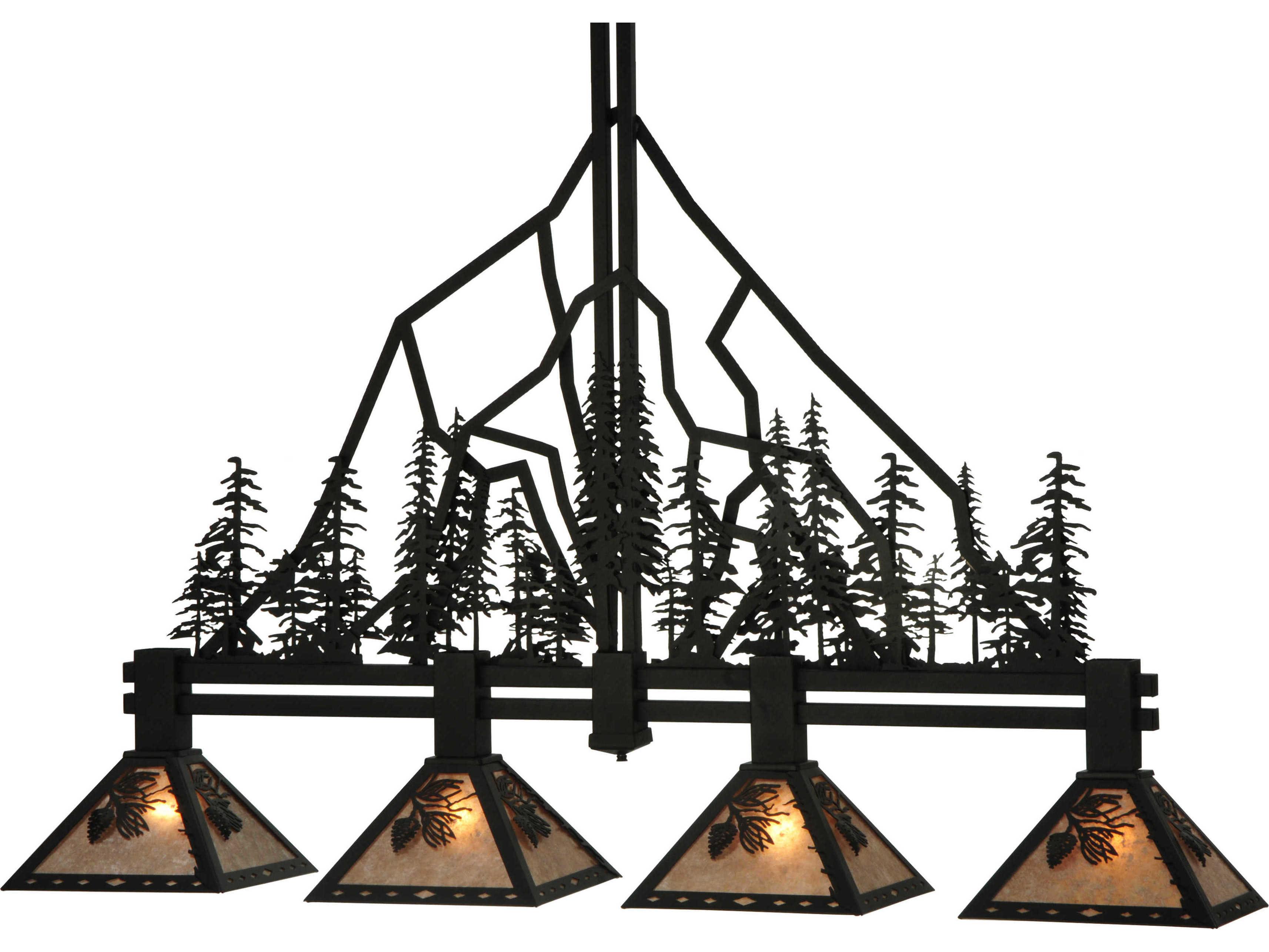 Meyda Rustic 4-Light Black Island Pendant