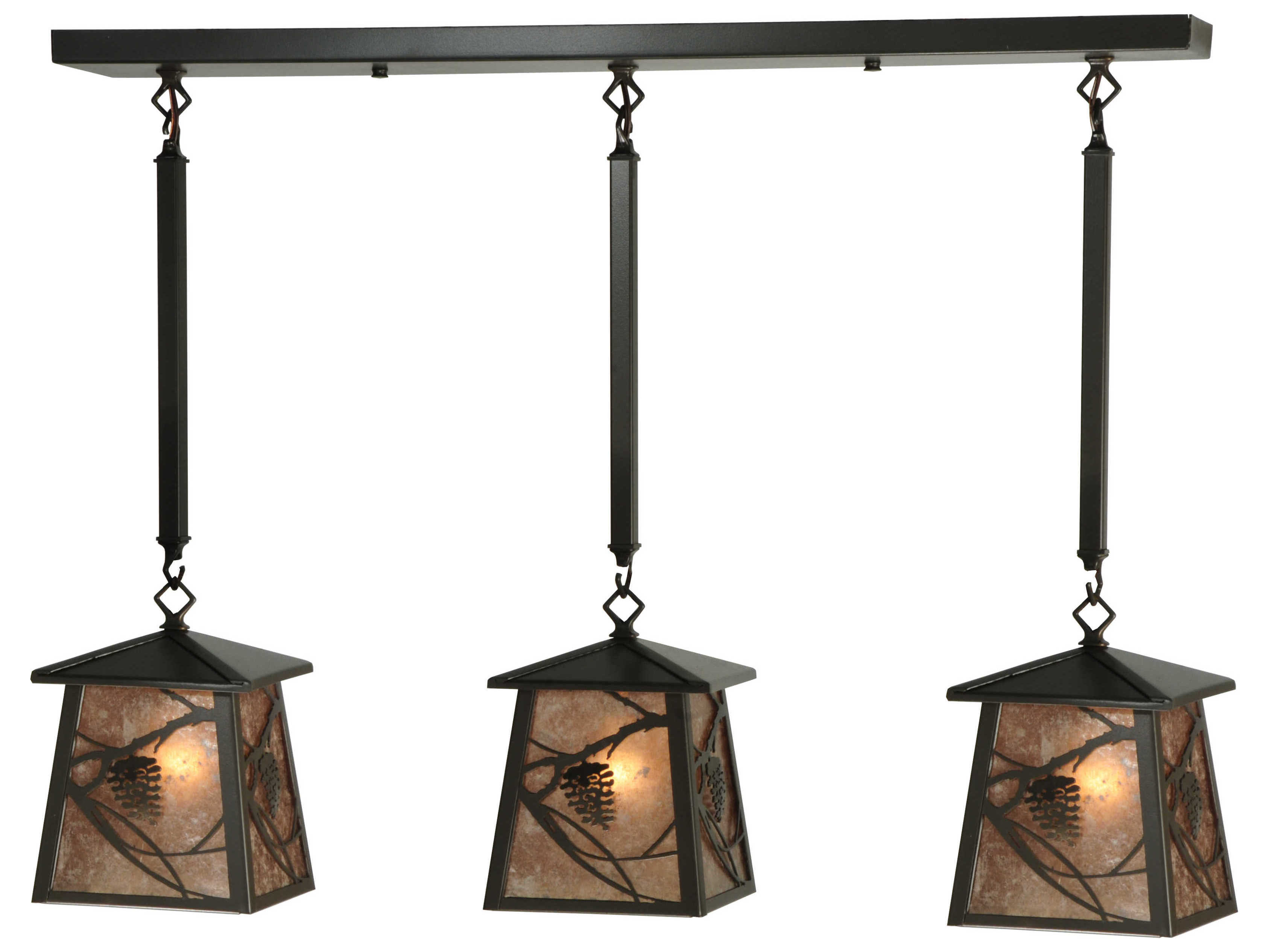 Meyda Whispering Pines 3-Light Bronze Lantern Island Pendant