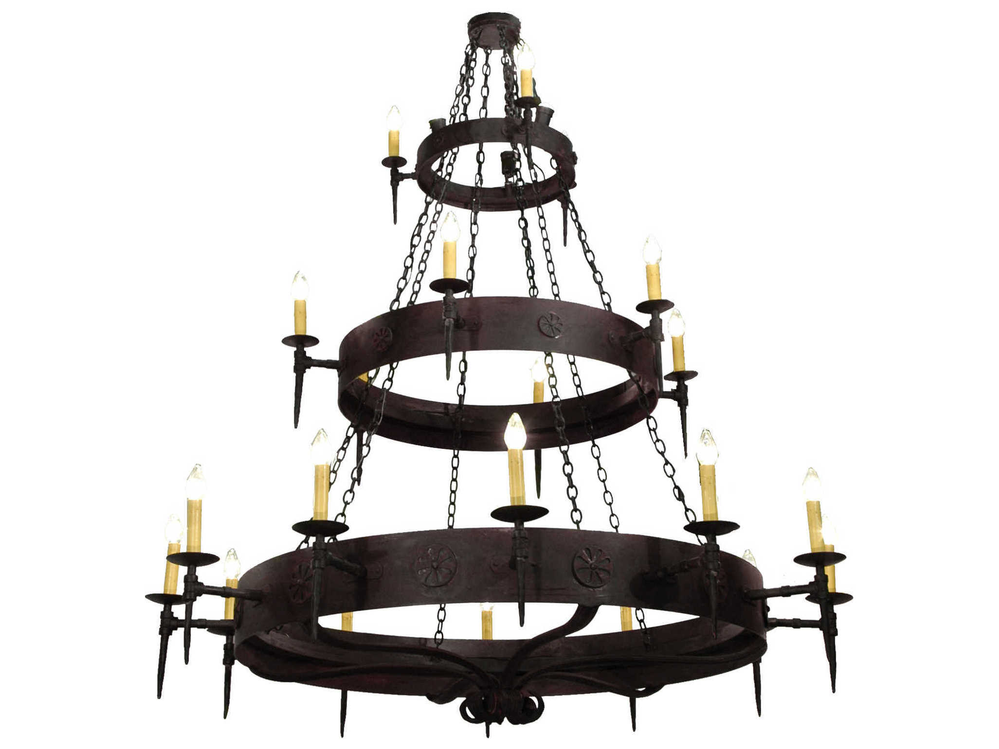 Meyda Warwick 2-Light Black Candelabra Round Chandelier