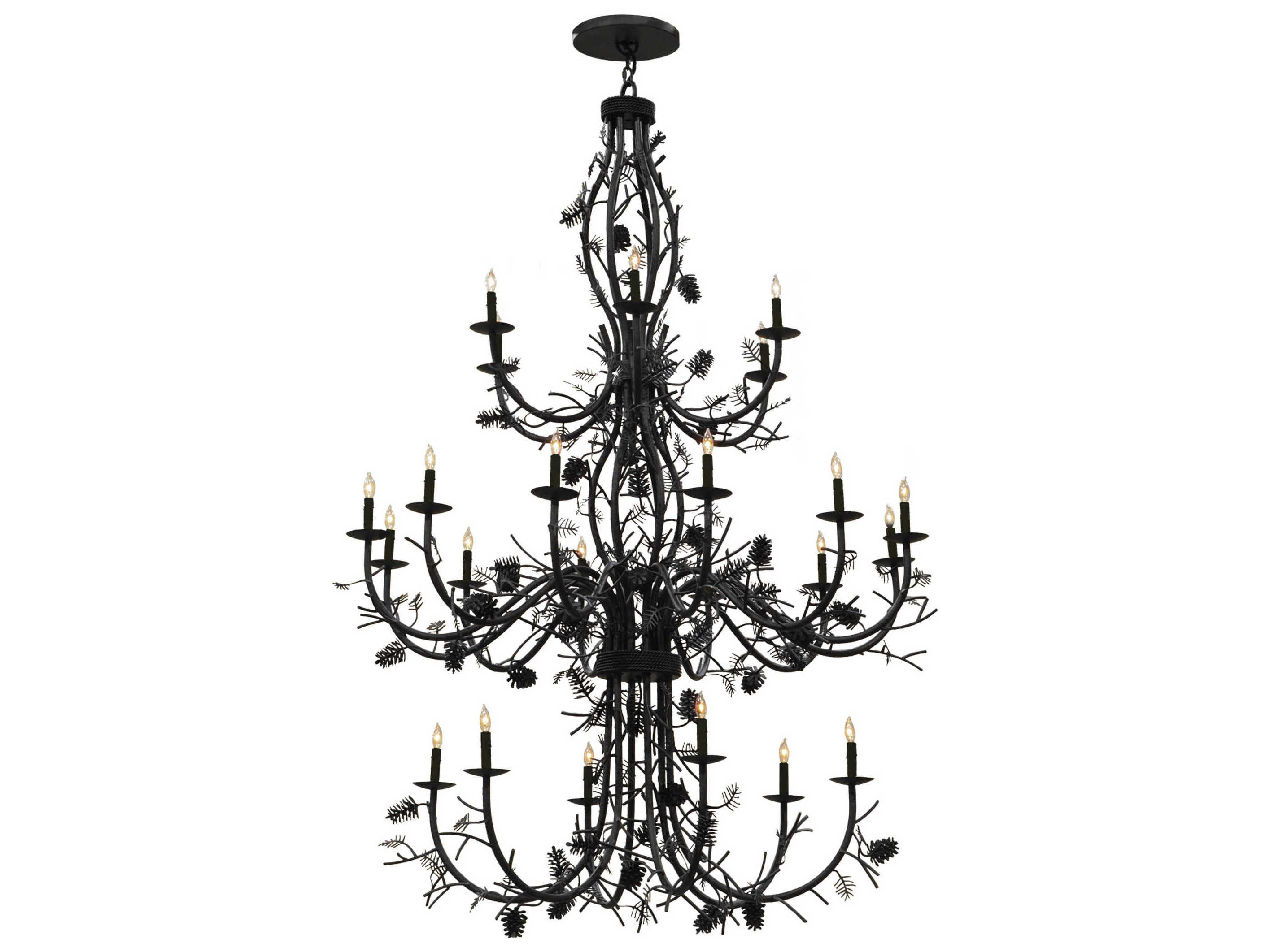 Meyda Rustic 2-Light Black Candelabra Chandelier