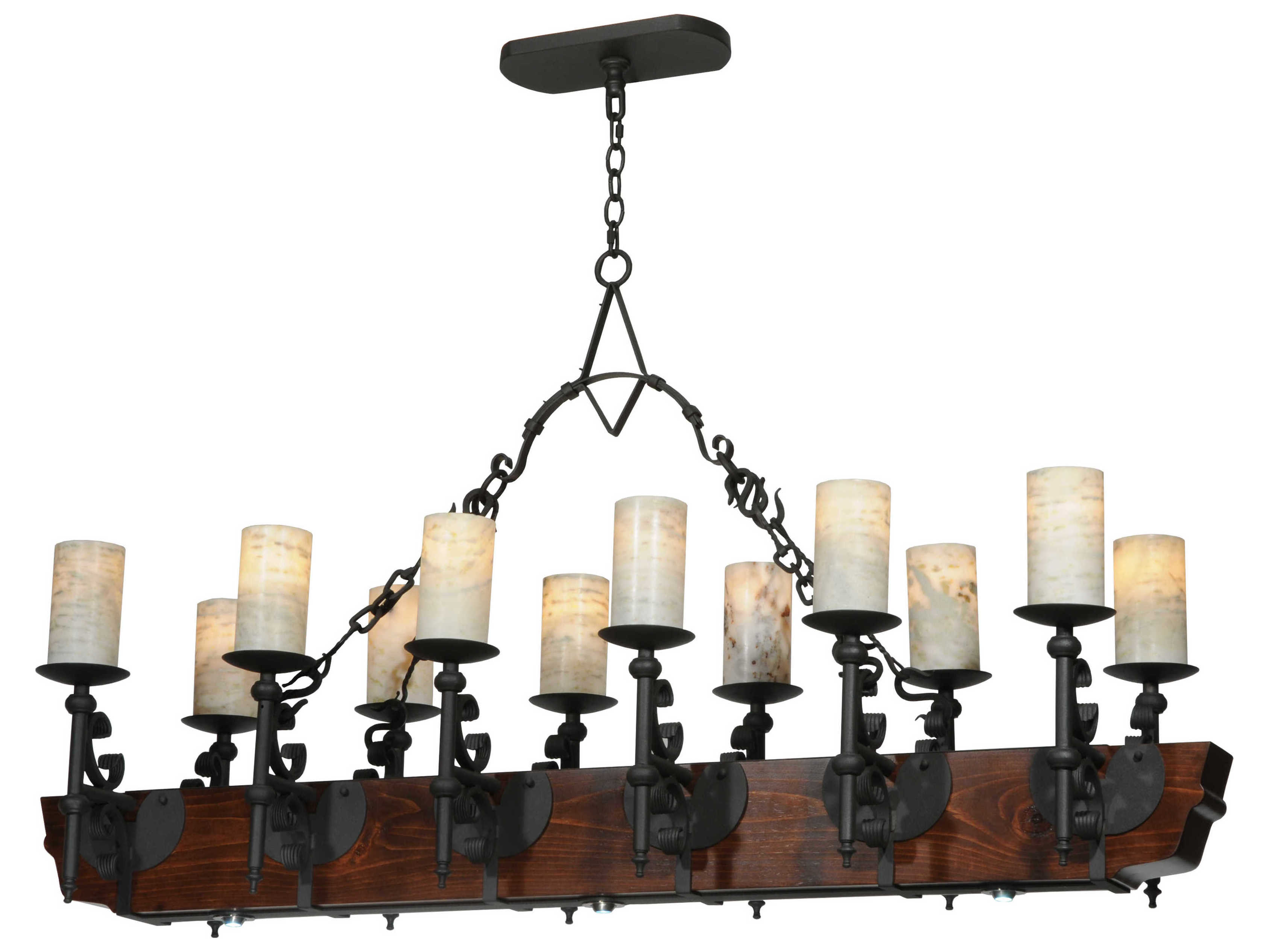 Meyda Rustic 15-Light Brown Glass LED Cylinder Chandelier