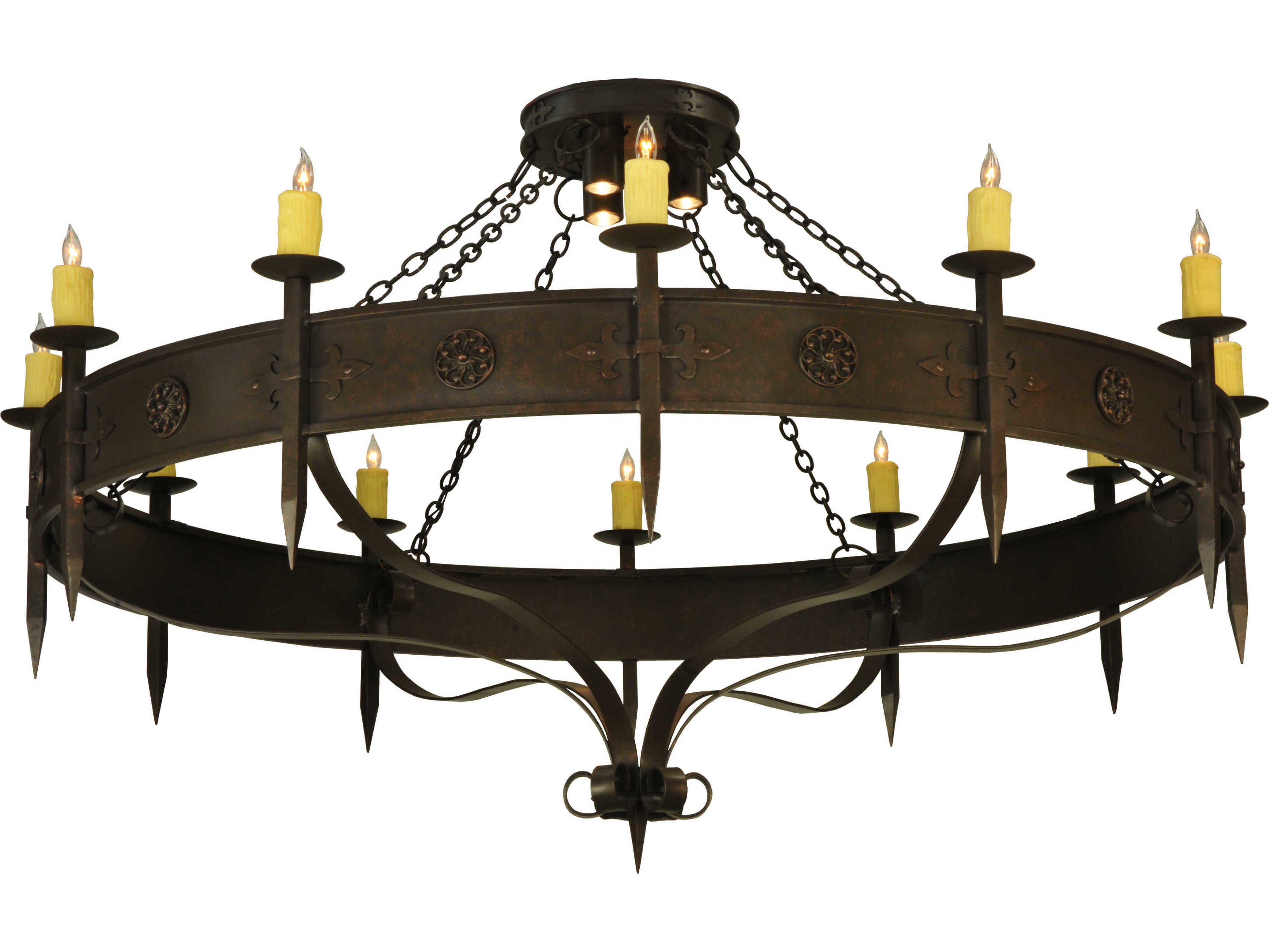 Meyda Warwick 15-Light Brass Candelabra Round Chandelier