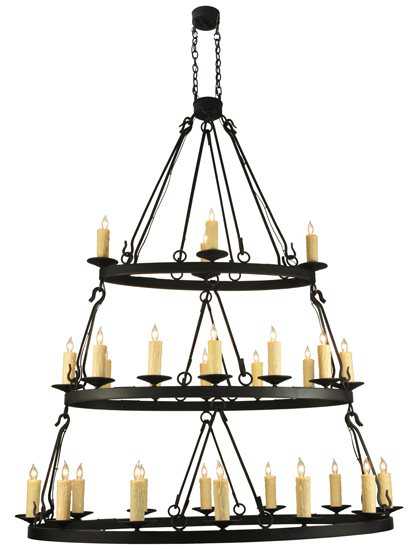 Meyda Rustic 2-Light Black Candelabra Round Tiered Chandelier
