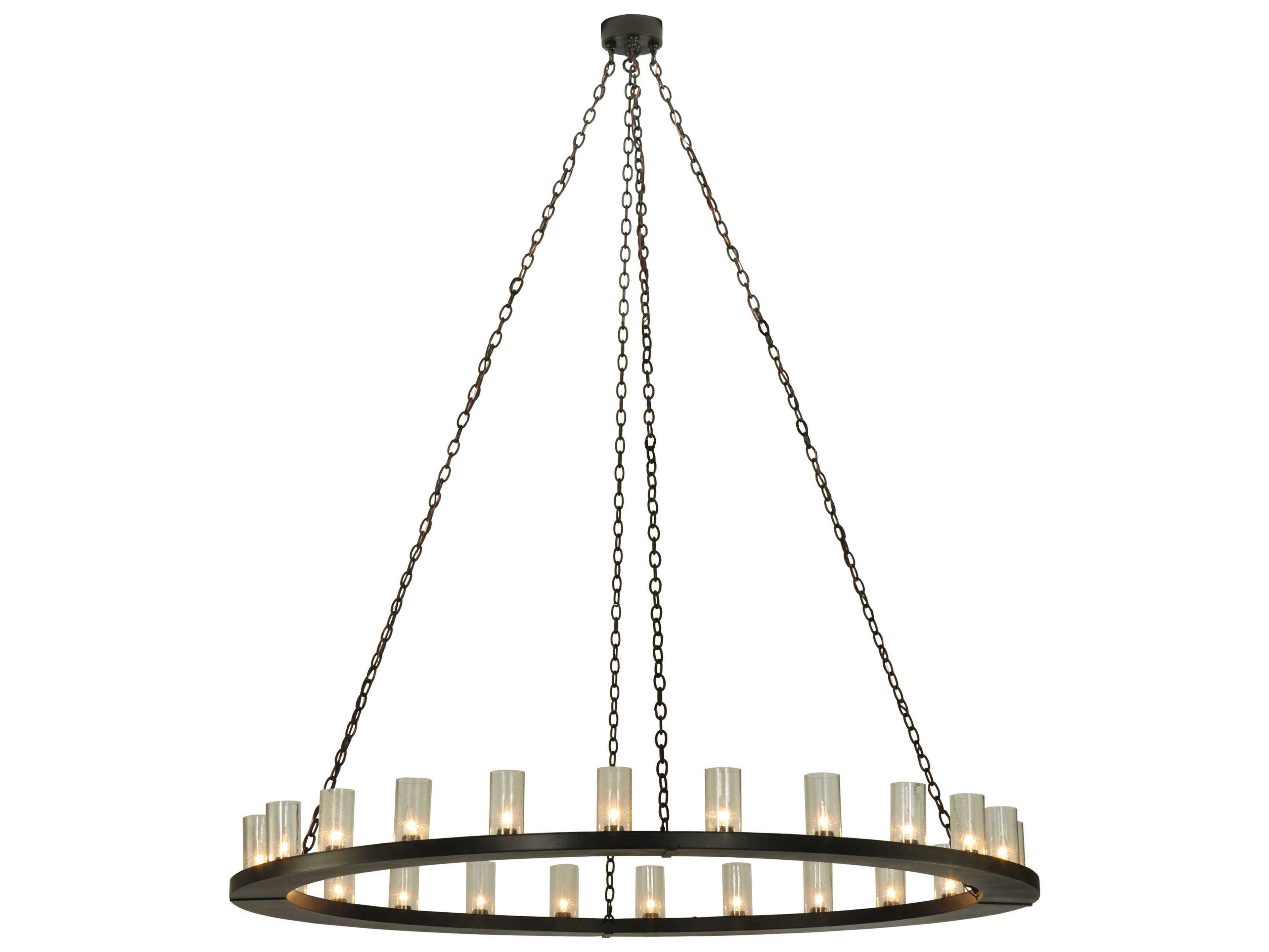 Meyda Loxley 2-Light Bronze Glass Cylinder Round Chandelier