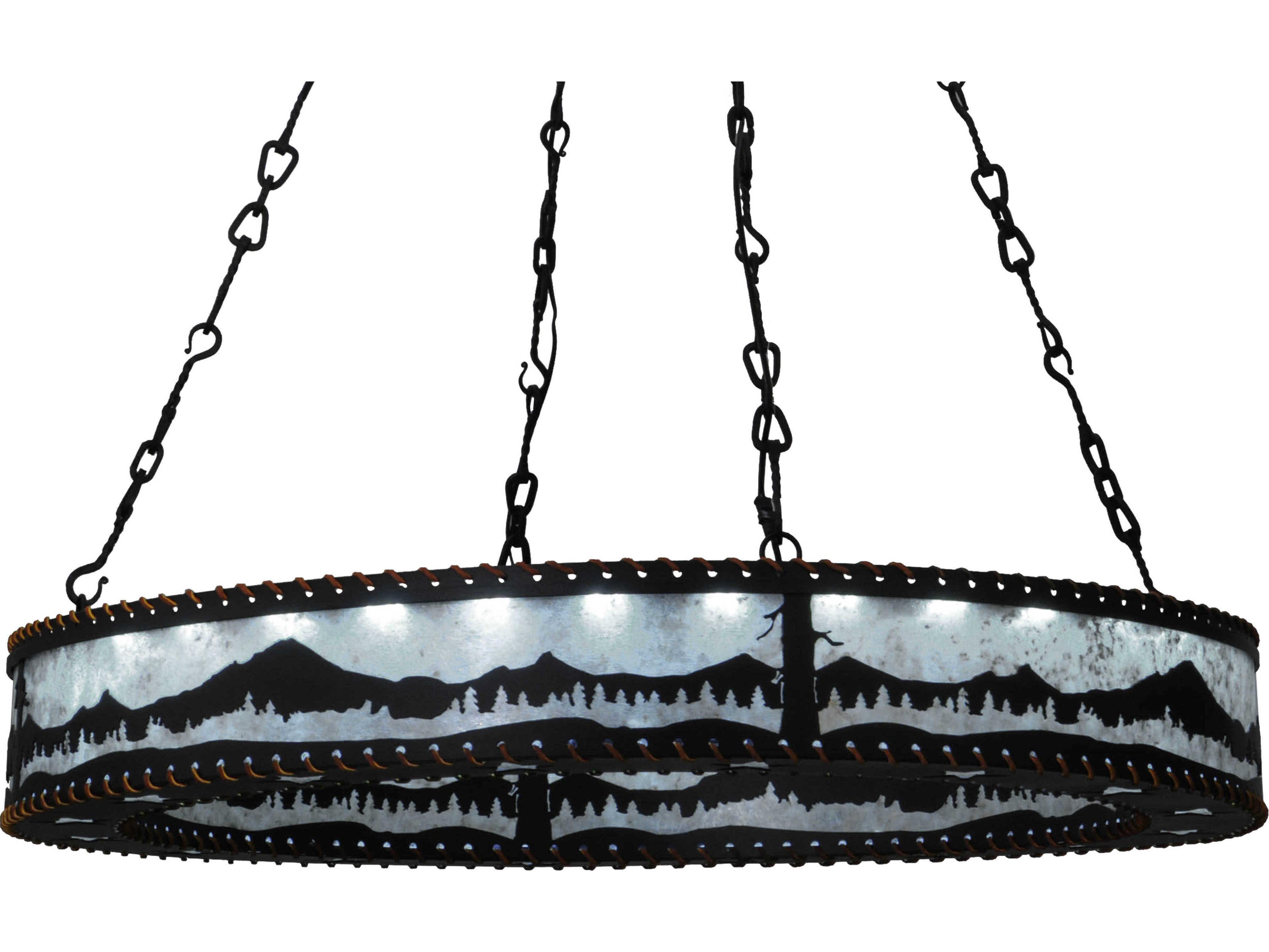 Meyda Rustic 3-Light Black Drum Chandelier