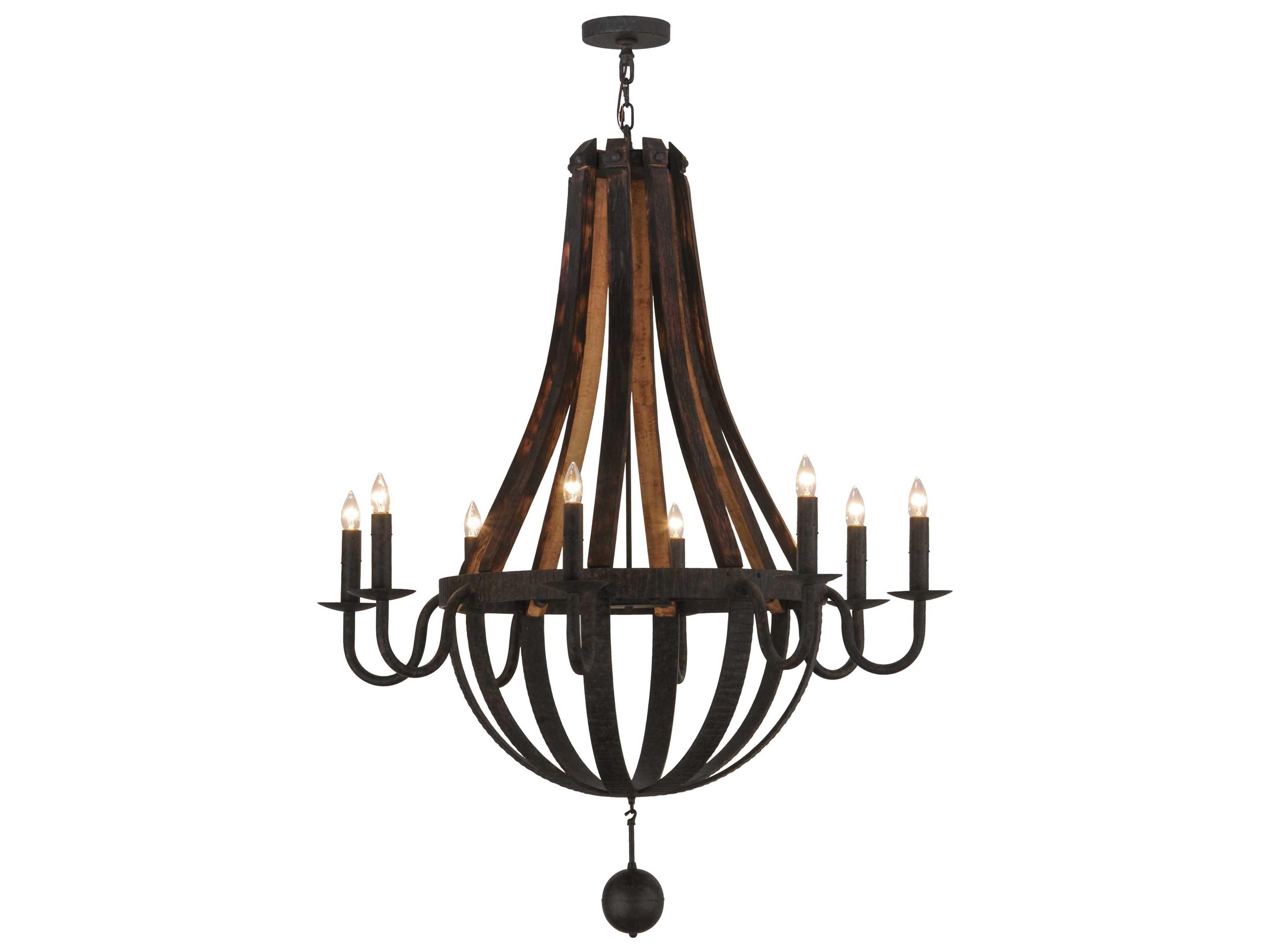 Meyda Barrel Stave 8-Light Brown Candelabra Chandelier