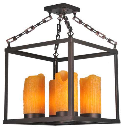 Meyda Rustic 4-Light Bronze Cylinder Chandelier