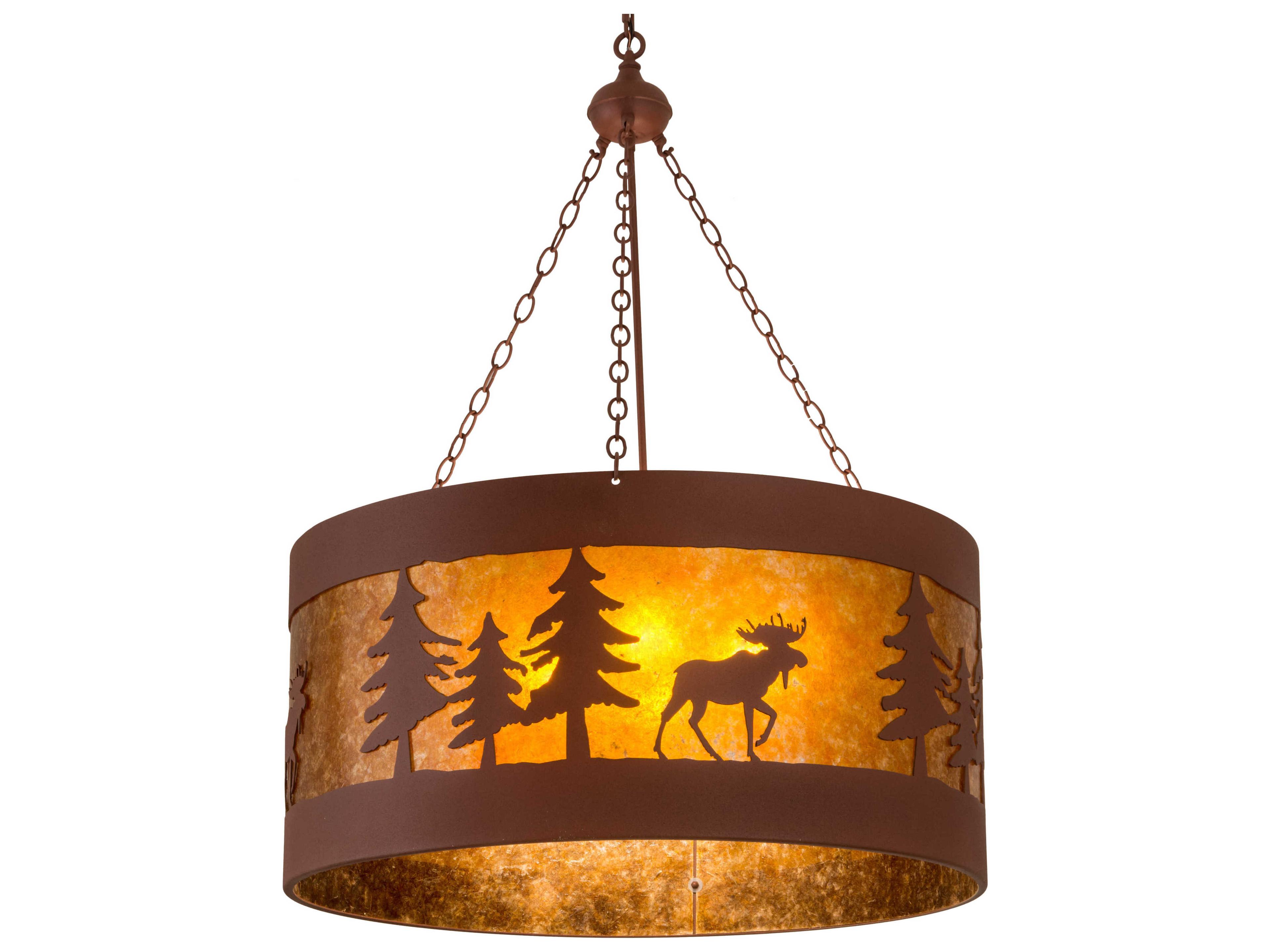 Meyda Rustic 4-Light Red Drum Pendant