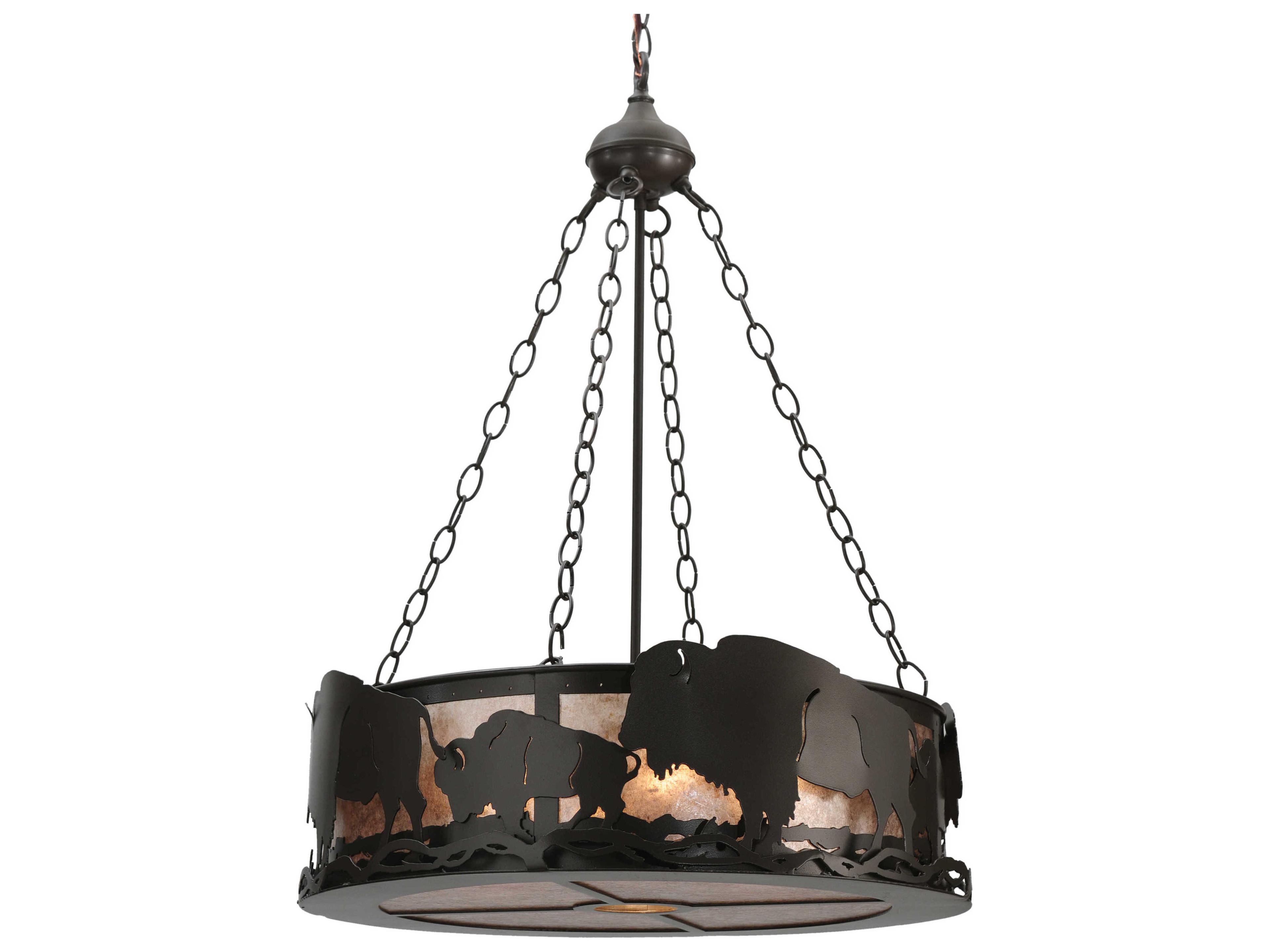 Meyda Rustic 4-Light Bronze Drum Pendant