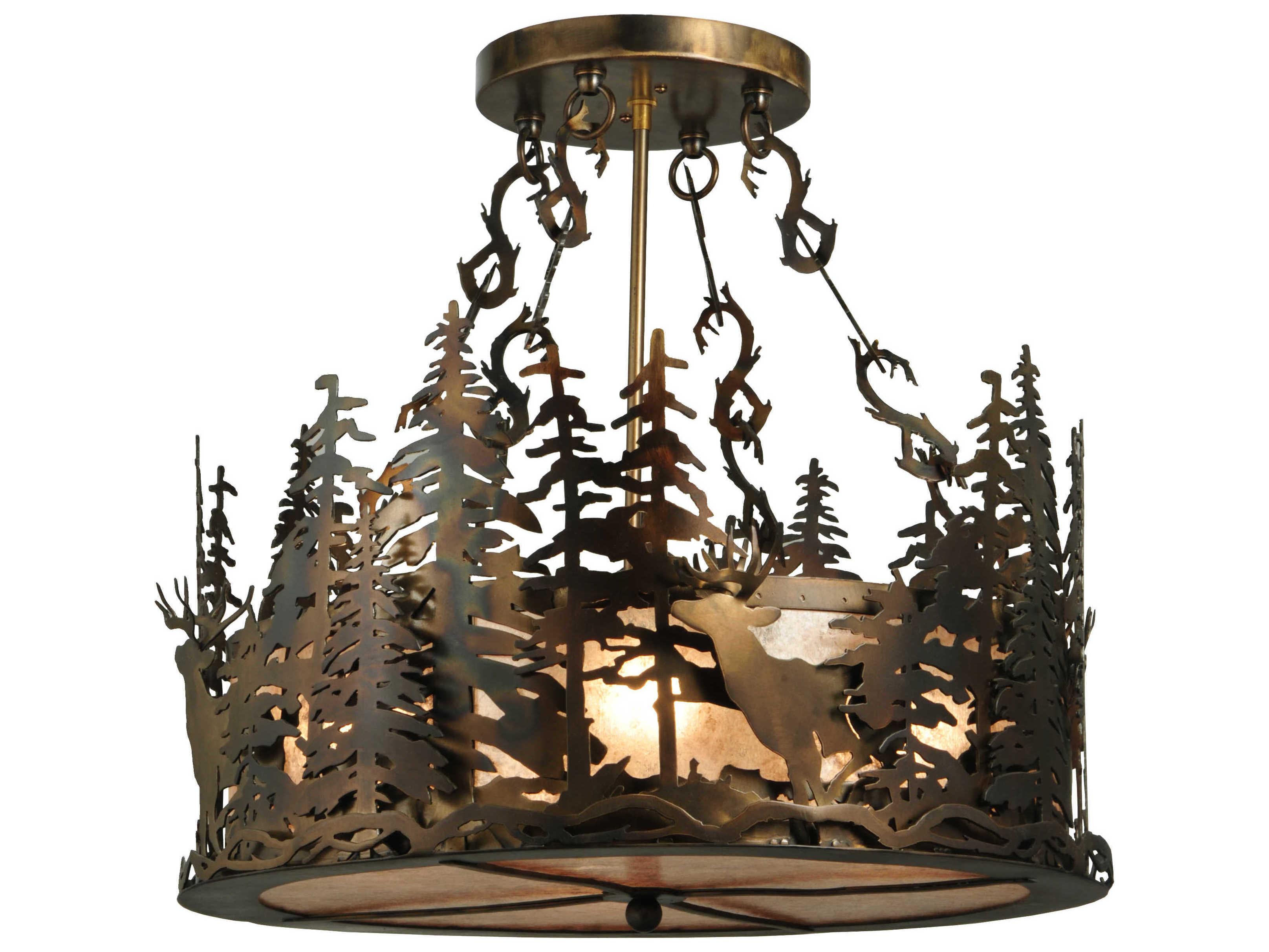 Meyda Rustic 4-Light Copper Drum Pendant