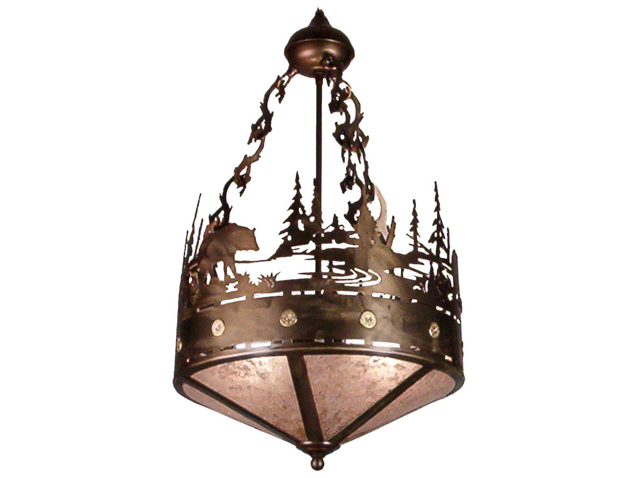 Meyda Rustic 2-Light Copper Geometric Round Pendant