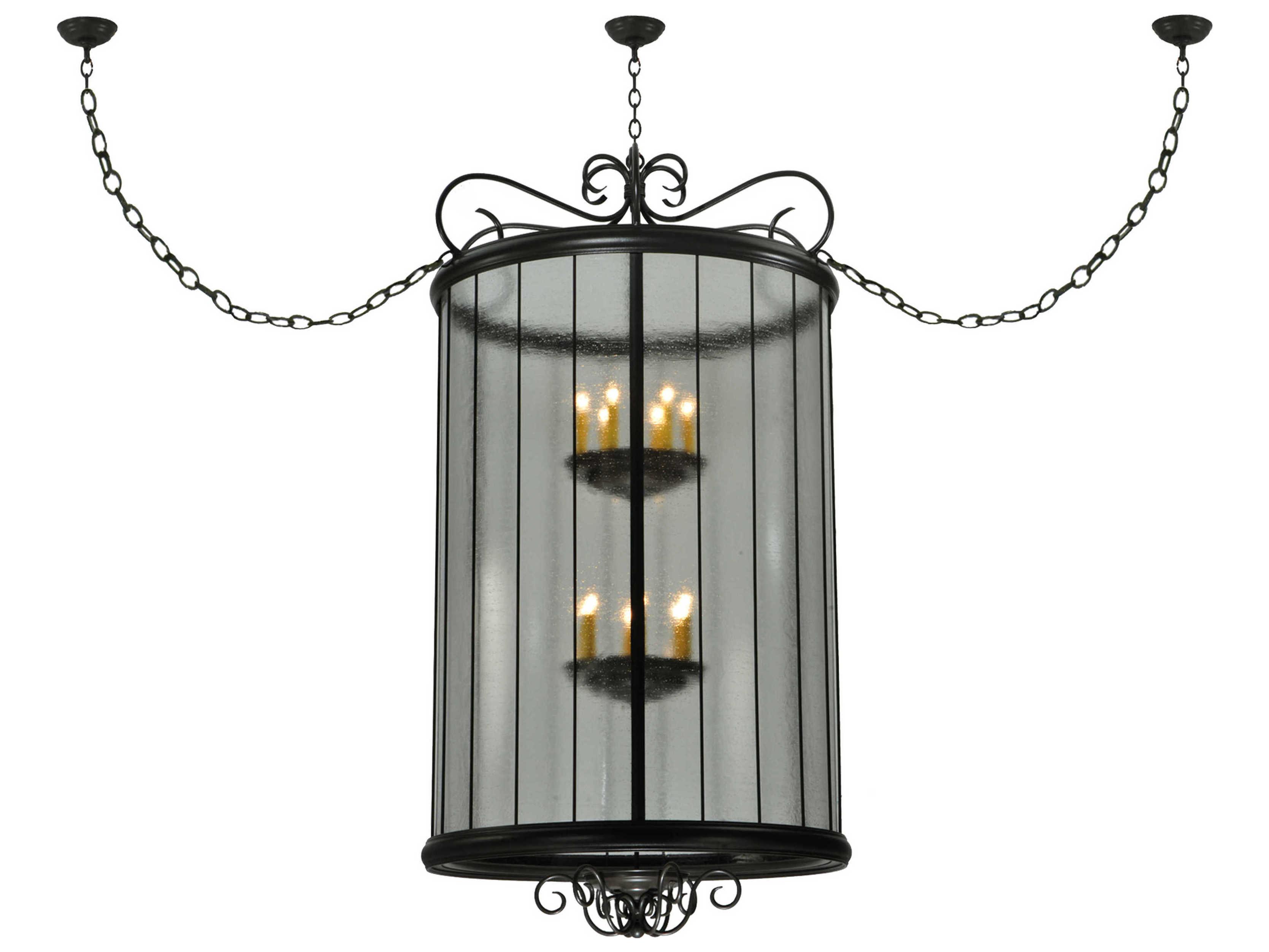 Meyda Rustic 12-Light Bronze Cylinder Tiered Pendant