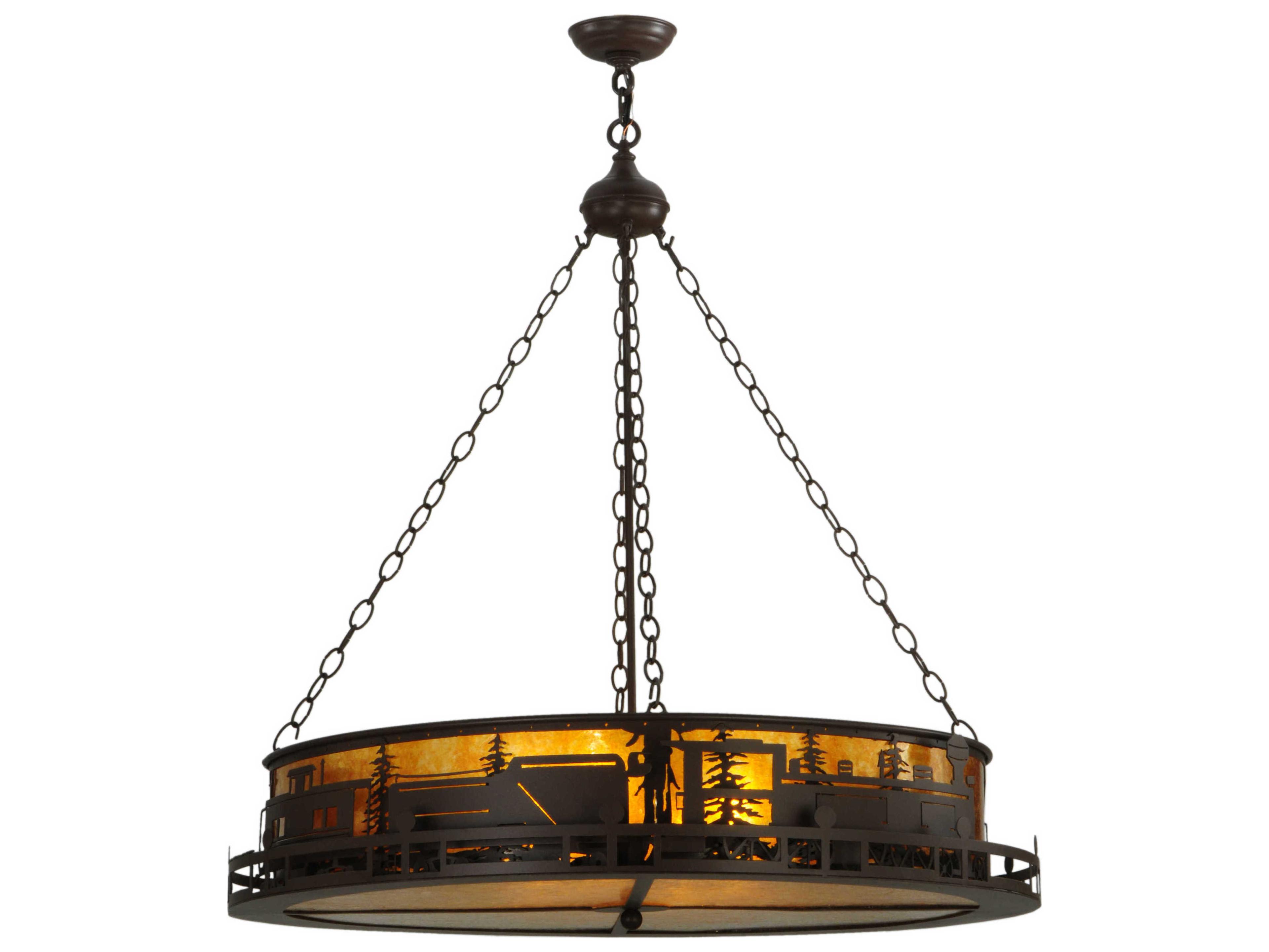 Meyda Rustic 4-Light Brown Drum Pendant