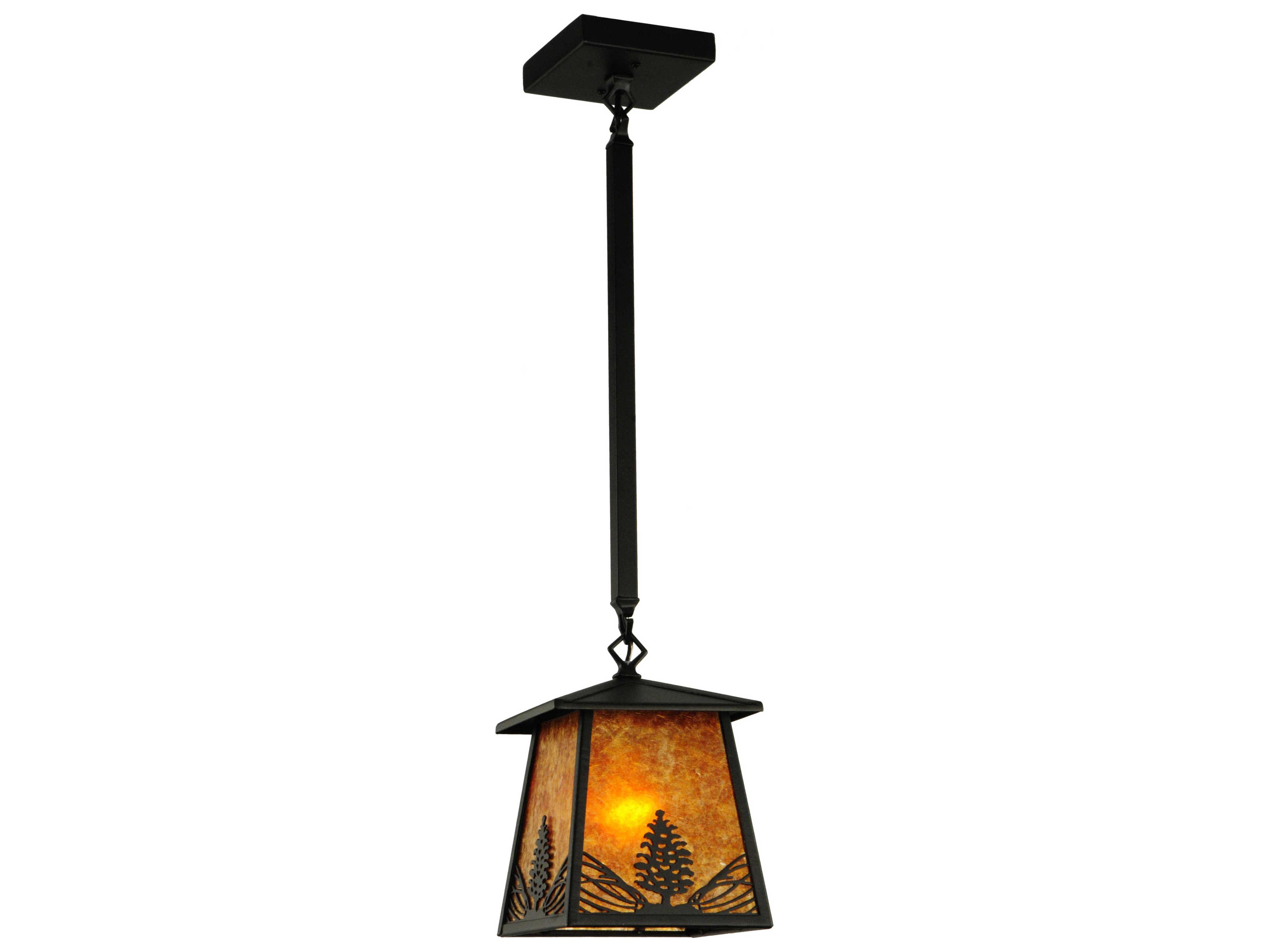 Meyda Mountain Pine 1-Light Black Lantern Pendant