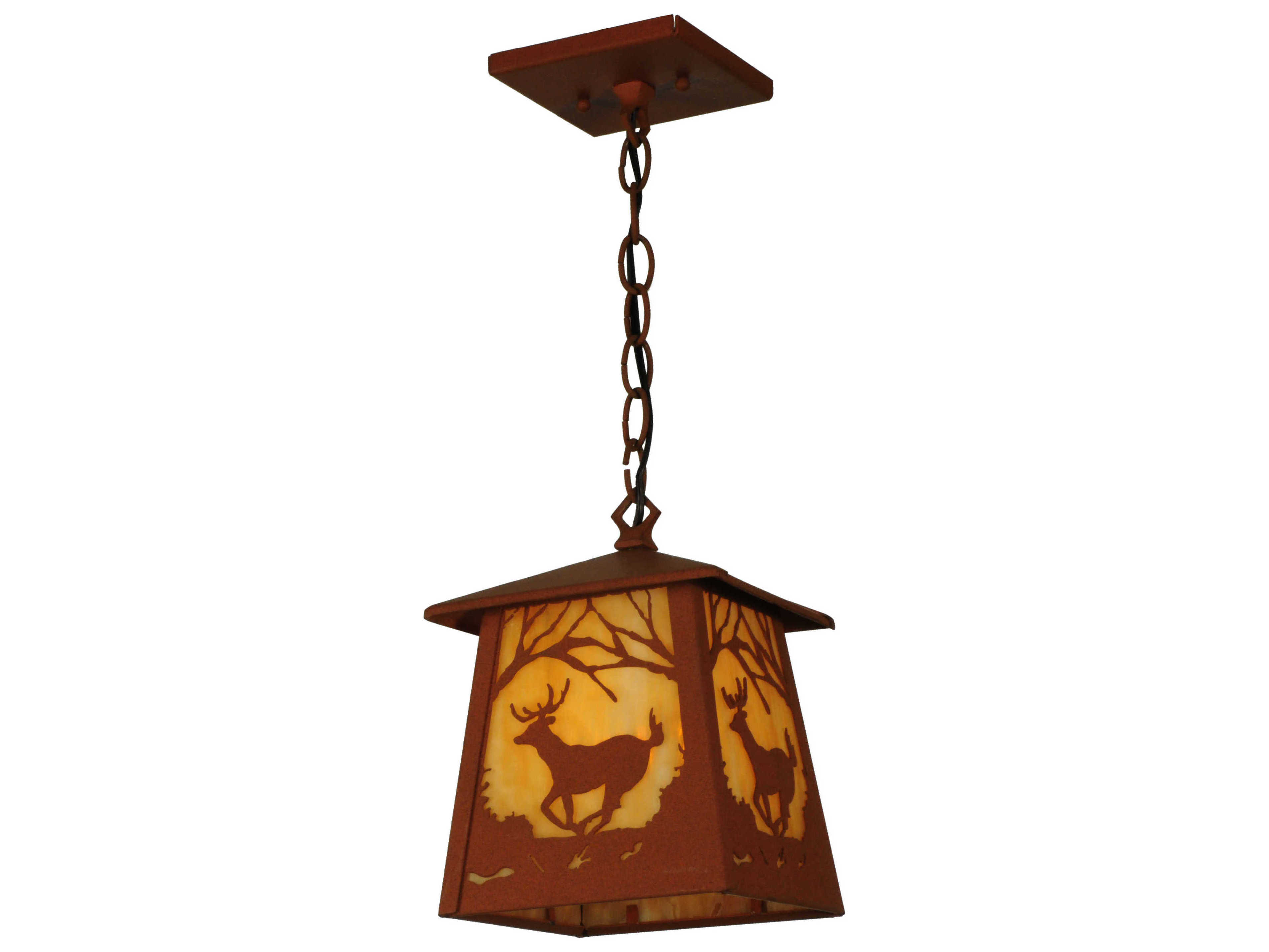 Meyda Deer At Dawn 1-Light Red Lantern Pendant